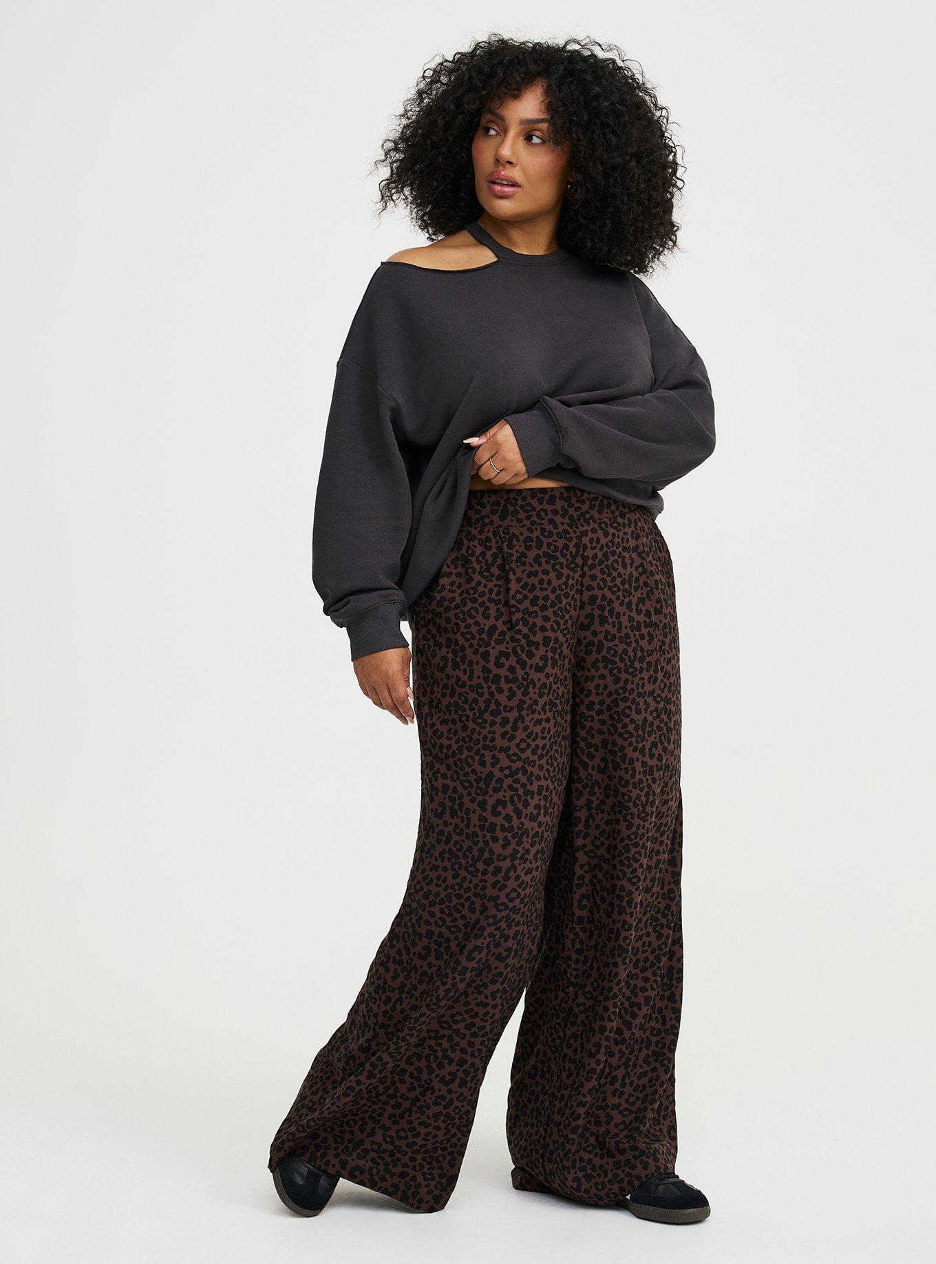 High-Rise Pull-On Challis Wide-Leg Pant, REAL DEAL LEO BROWN, alternate