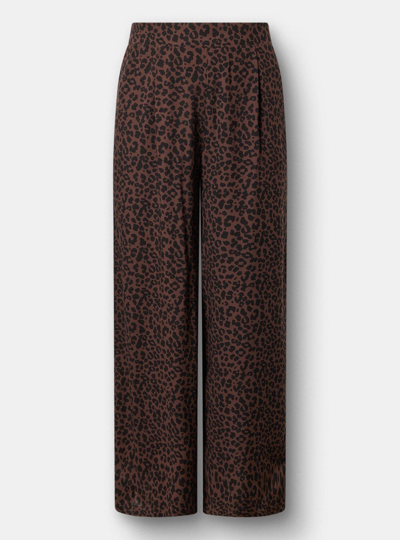 High-Rise Pull-On Challis Wide-Leg Pant, REAL DEAL LEO BROWN, hi-res