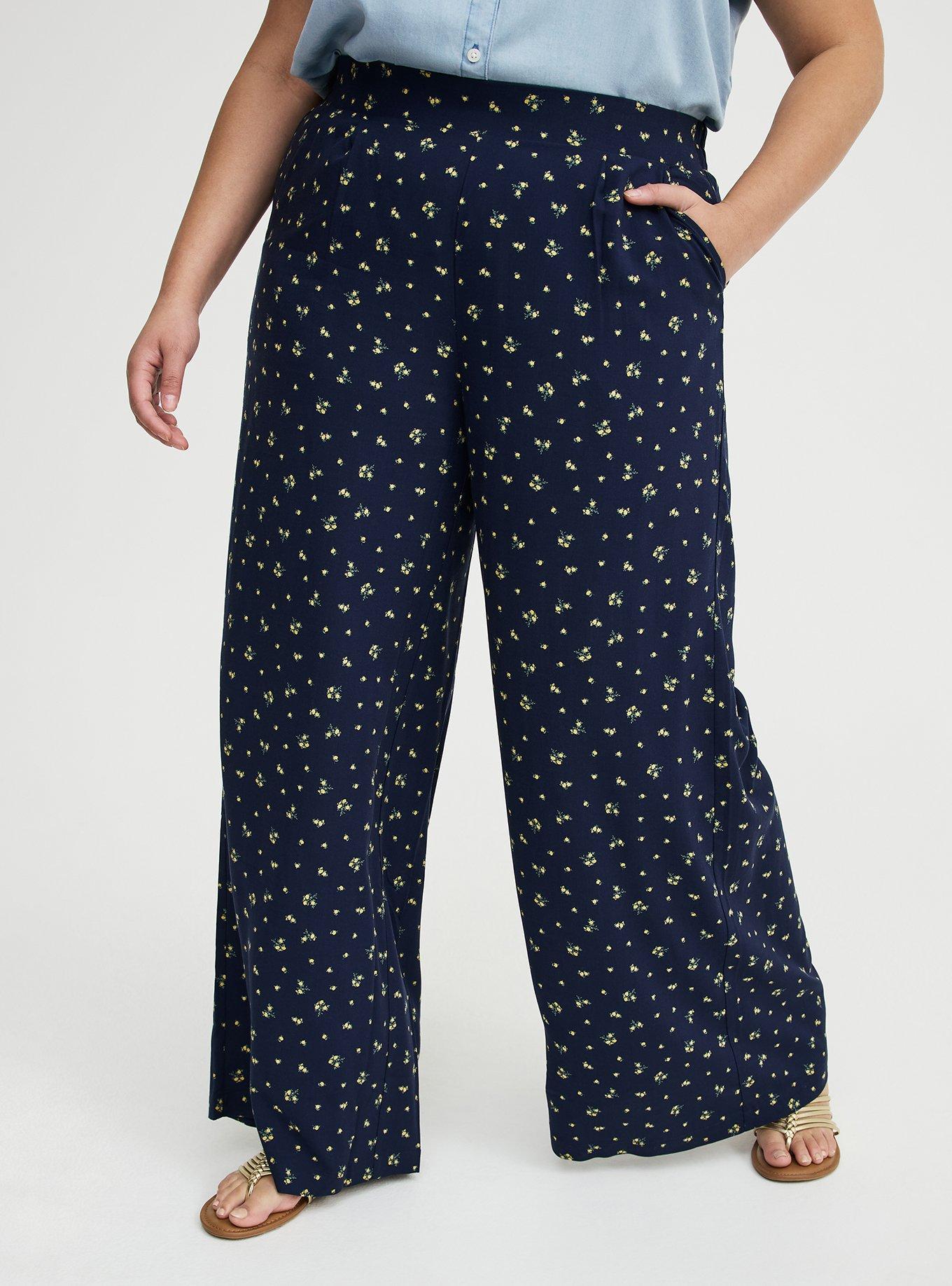 High-Rise Pull-On Challis Wide-Leg Pant, MISTY DITSY FLORAL NAVY, alternate
