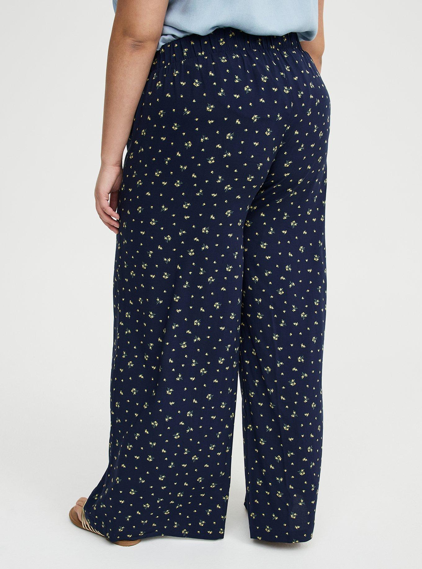 High-Rise Pull-On Challis Wide-Leg Pant, MISTY DITSY FLORAL NAVY, alternate