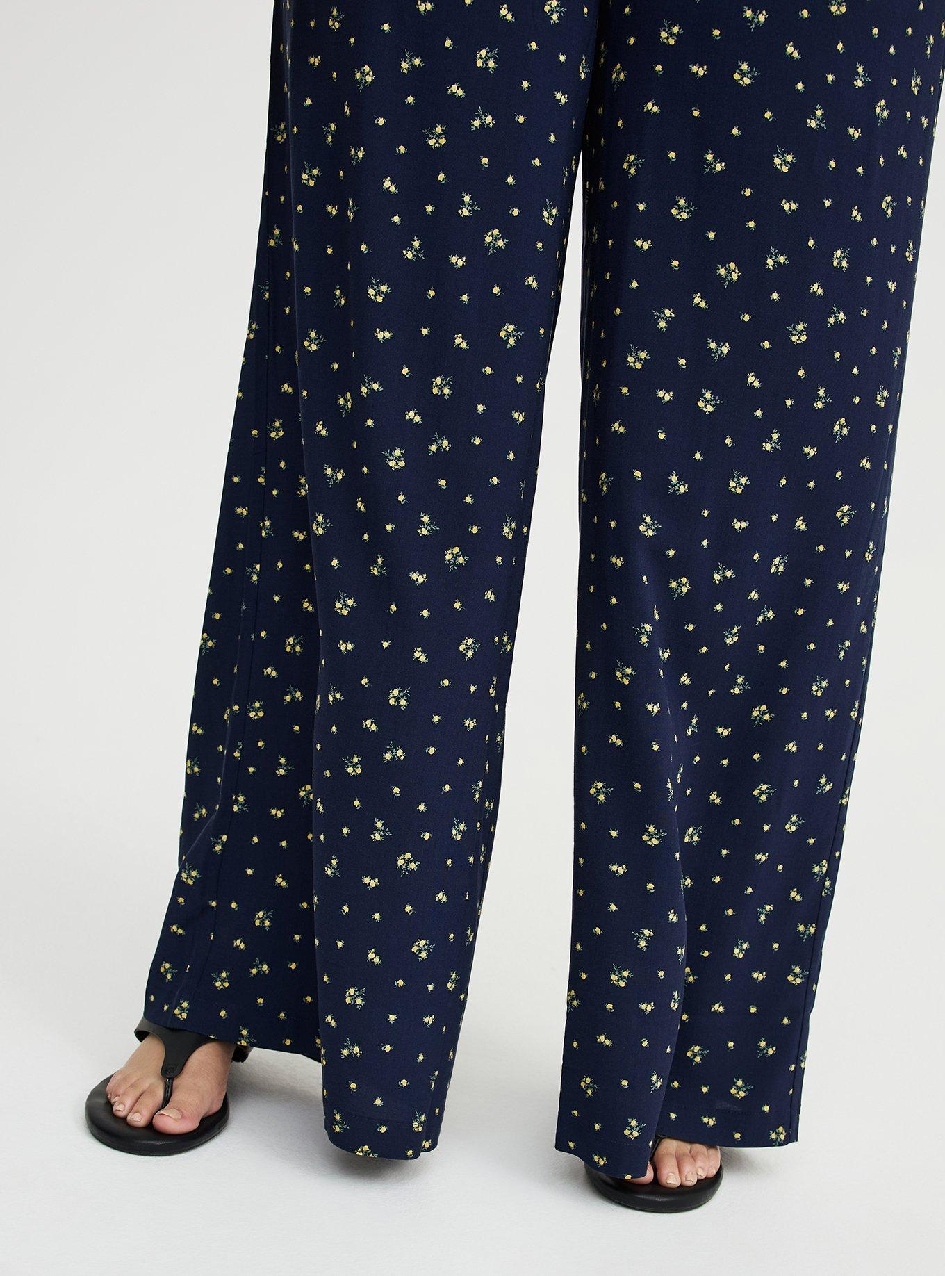 High-Rise Pull-On Challis Wide-Leg Pant, MISTY DITSY FLORAL NAVY, alternate