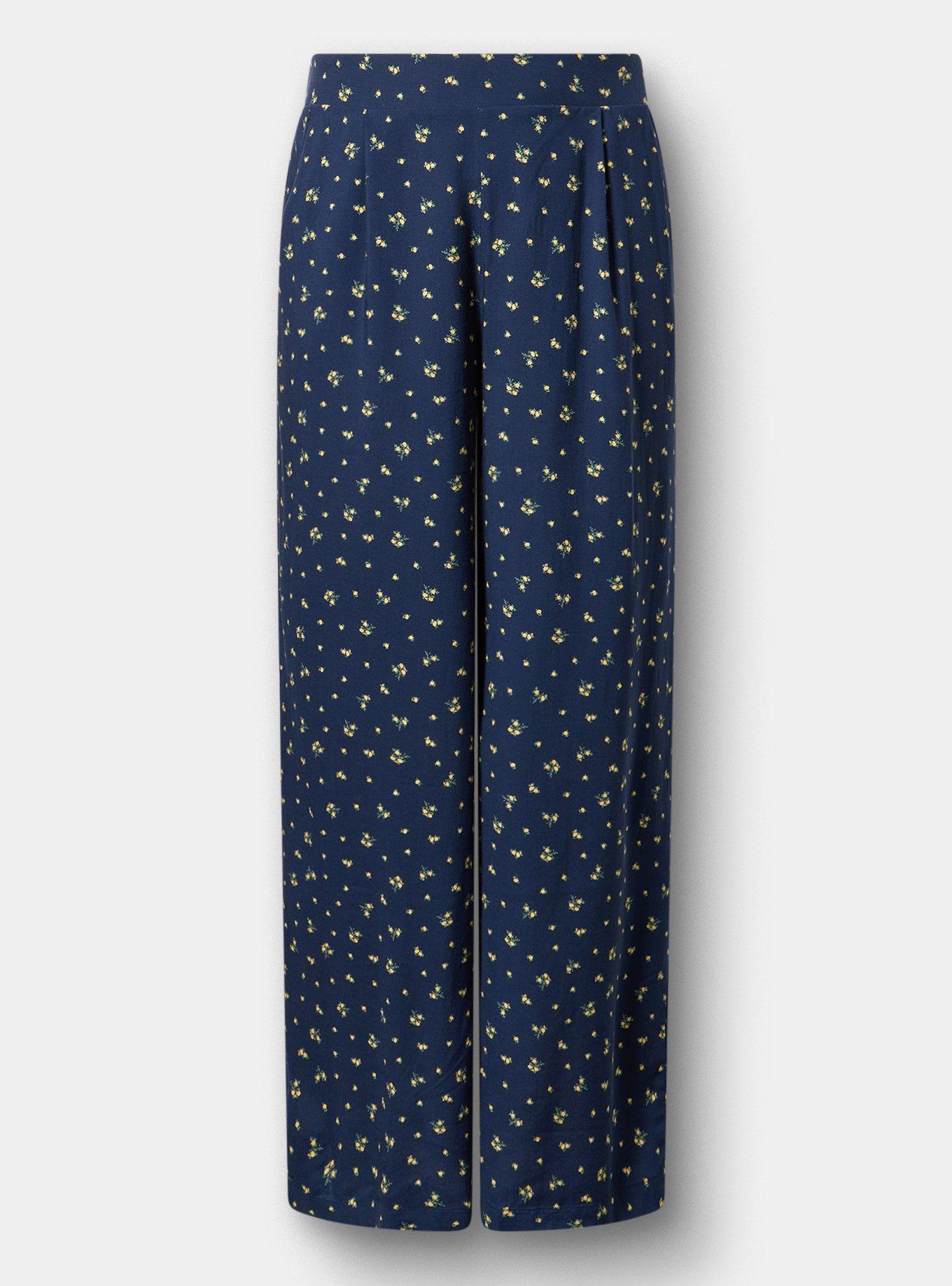 High-Rise Pull-On Challis Wide-Leg Pant, MISTY DITSY FLORAL NAVY, hi-res