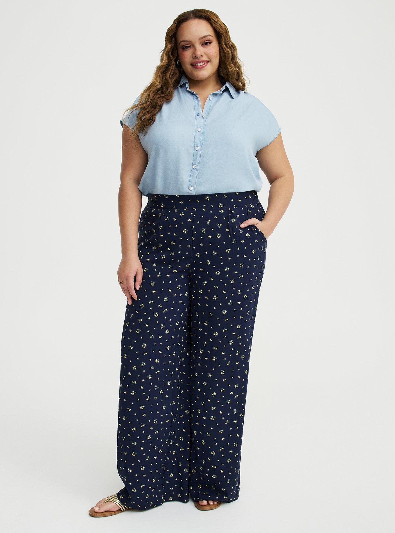 High-Rise Pull-On Wide-Leg Pant, MISTY DITSY FLORAL NAVY, hi-res