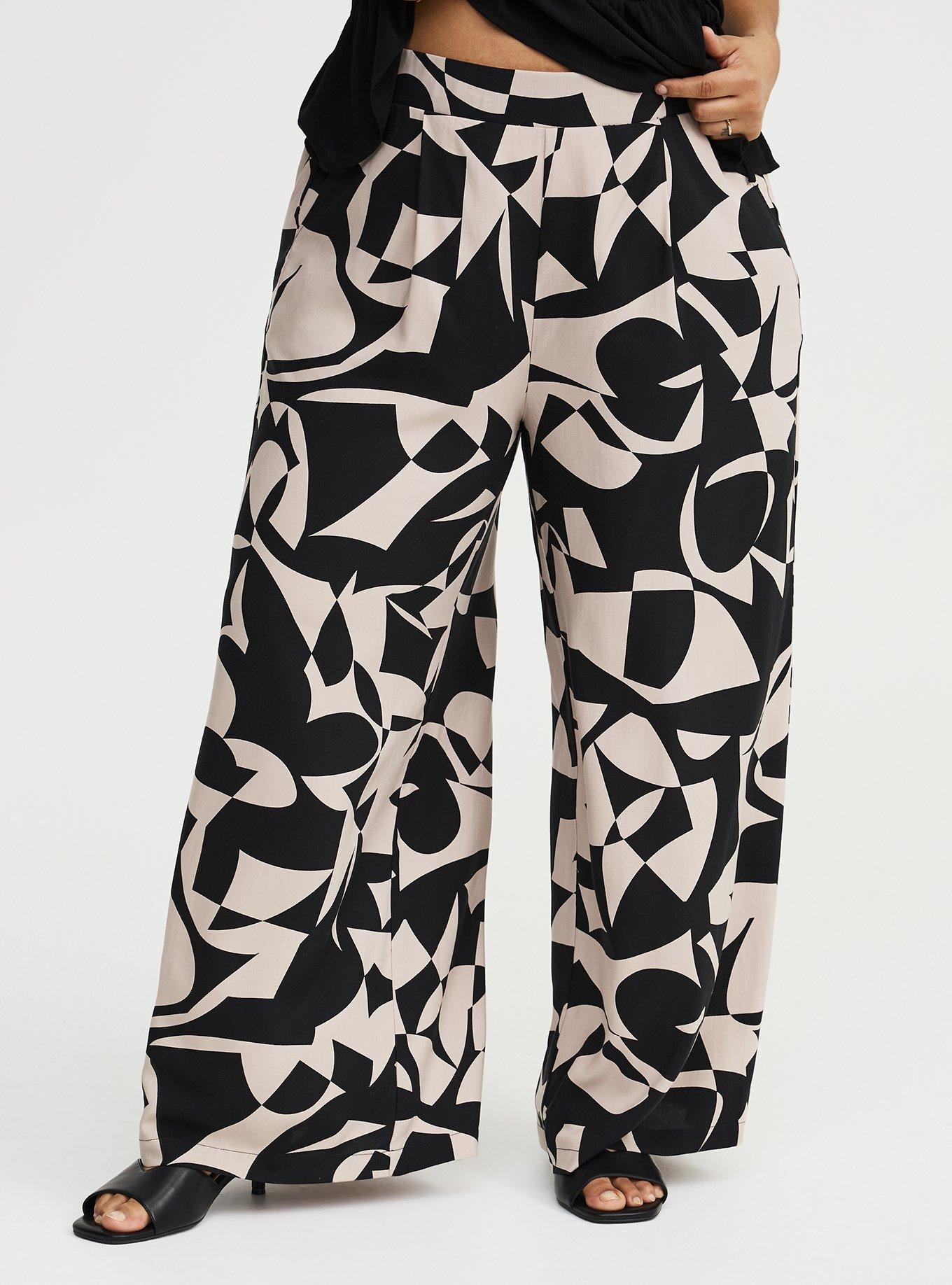 High-Rise Pull-On Challis Wide-Leg Pant, CALI GEO TAN, alternate