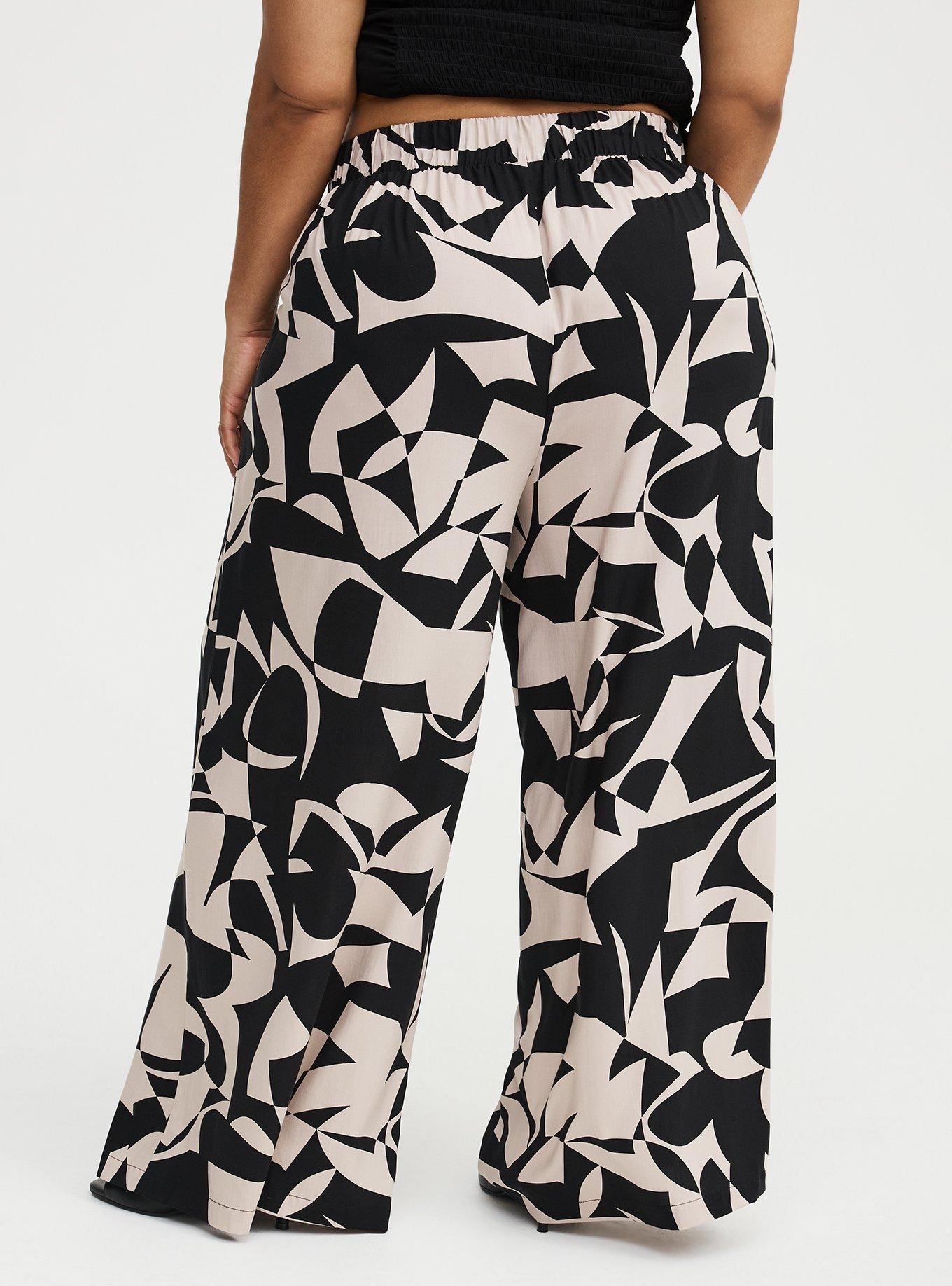 High-Rise Pull-On Challis Wide-Leg Pant, CALI GEO TAN, alternate