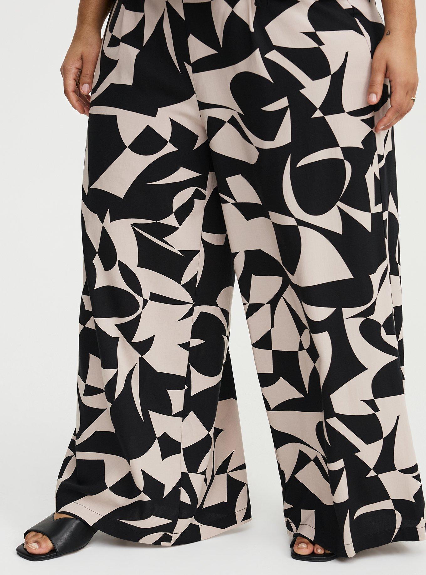 High-Rise Pull-On Challis Wide-Leg Pant, CALI GEO TAN, alternate