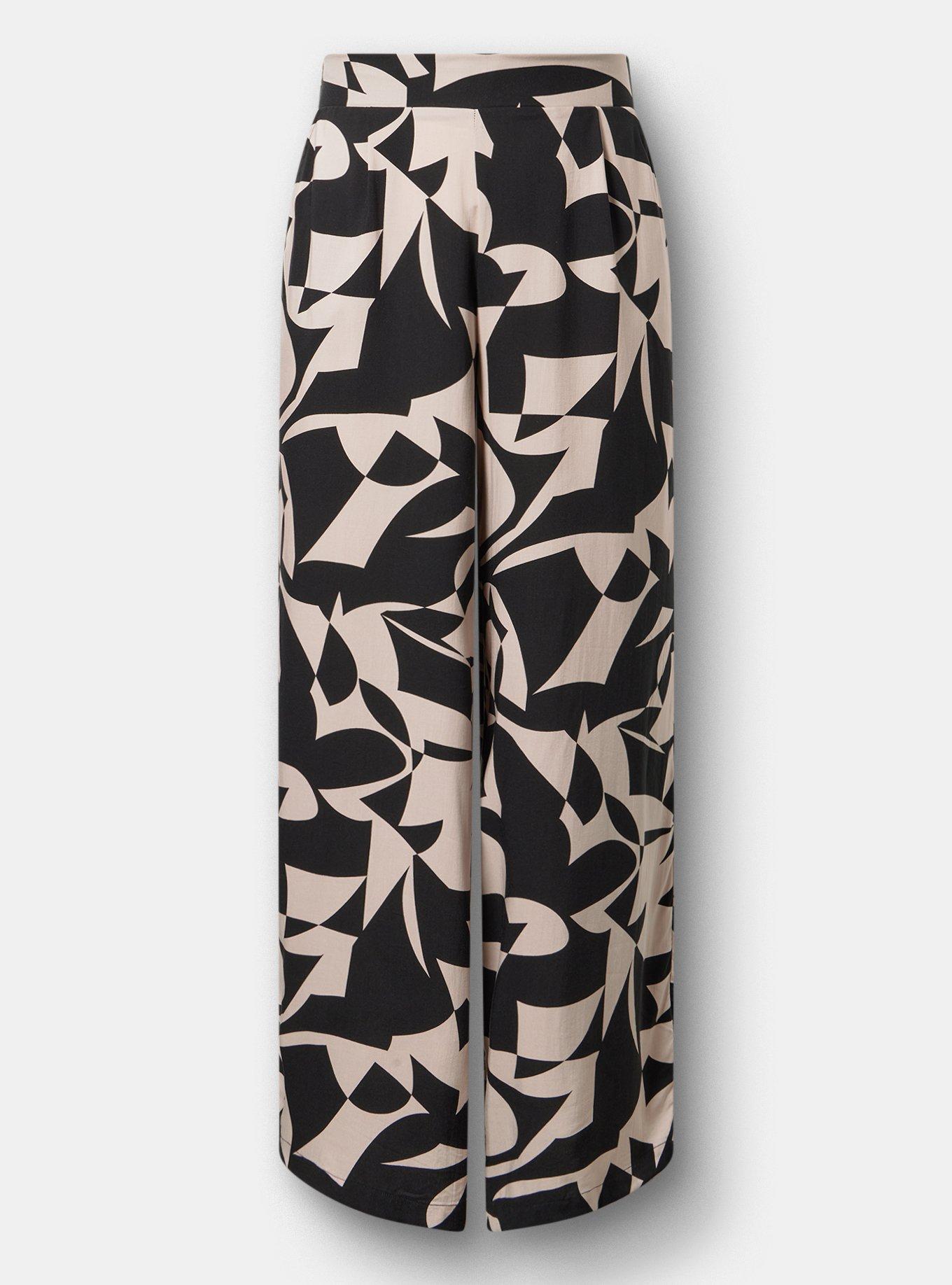 High-Rise Pull-On Challis Wide-Leg Pant, CALI GEO TAN, hi-res