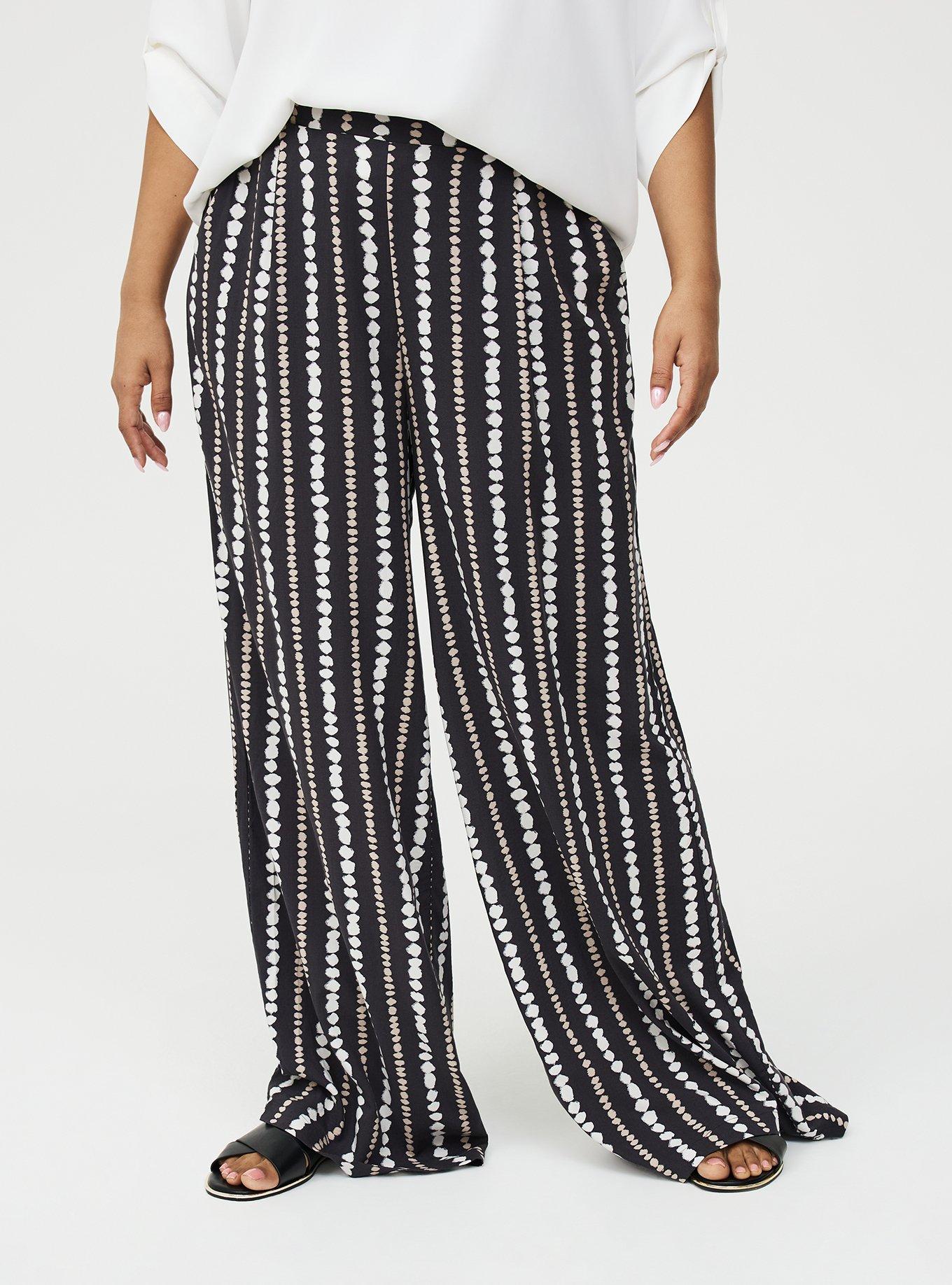 High-Rise Pull-On Challis Wide-Leg Pant, INKBLOT STRIPE BLACK, alternate