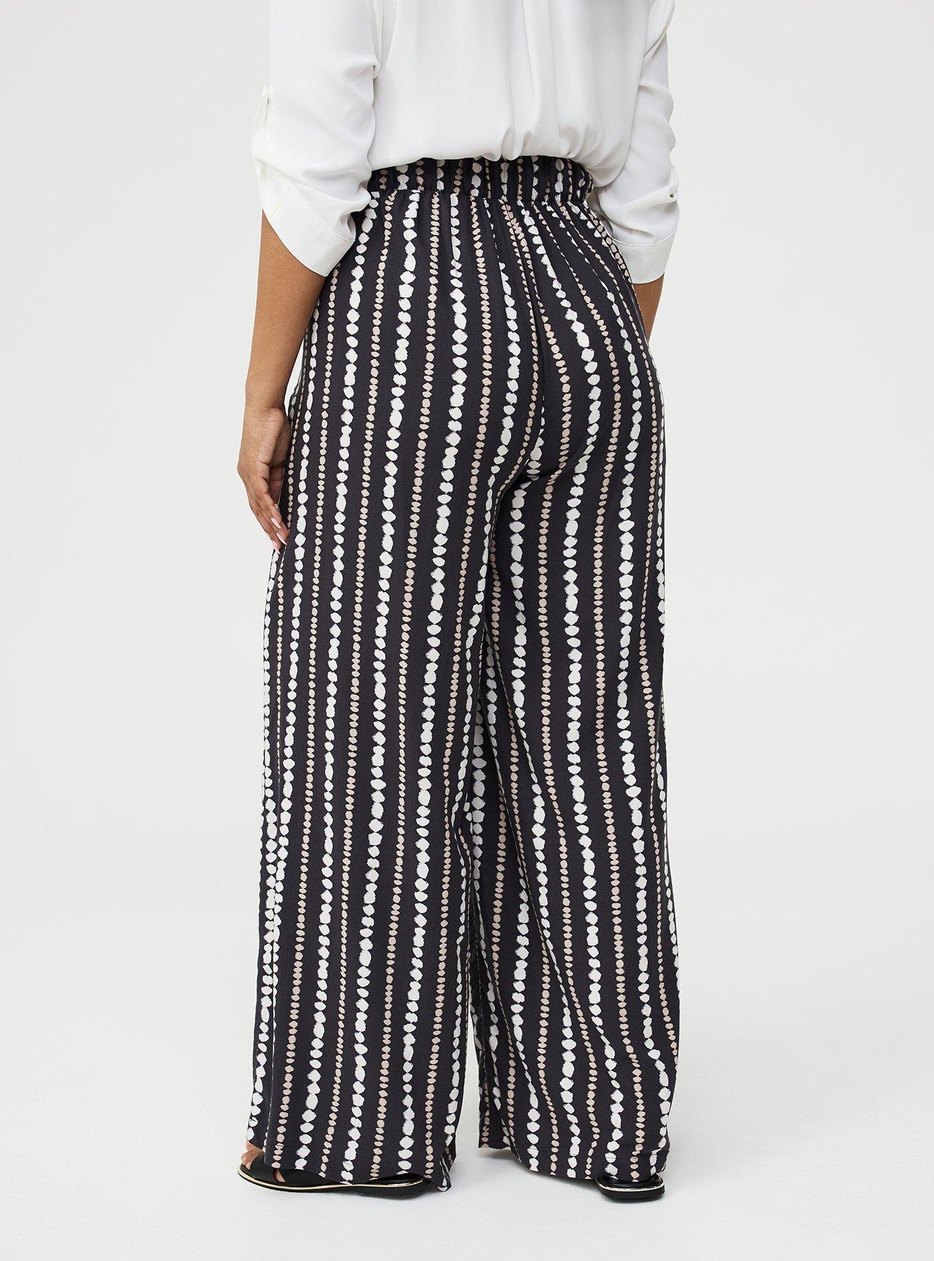 High-Rise Pull-On Challis Wide-Leg Pant, INKBLOT STRIPE BLACK, alternate