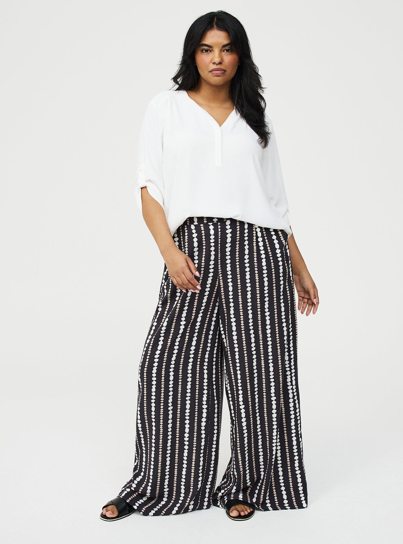 High-Rise Pull-On Challis Wide-Leg Pant, INKBLOT STRIPE BLACK, hi-res