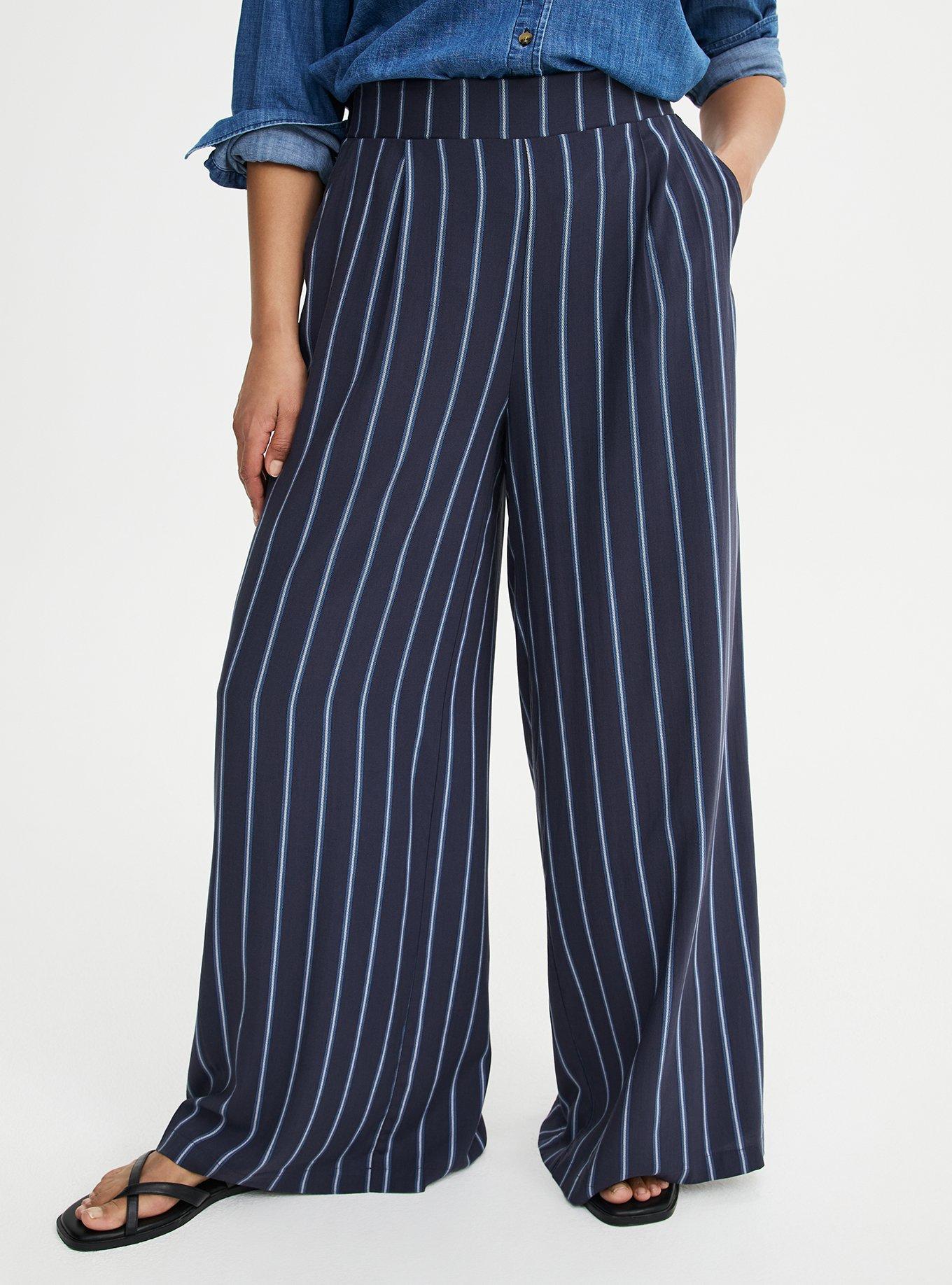 High-Rise Pull-On Challis Wide-Leg Pant, CAMI STRIPE NAVY, alternate