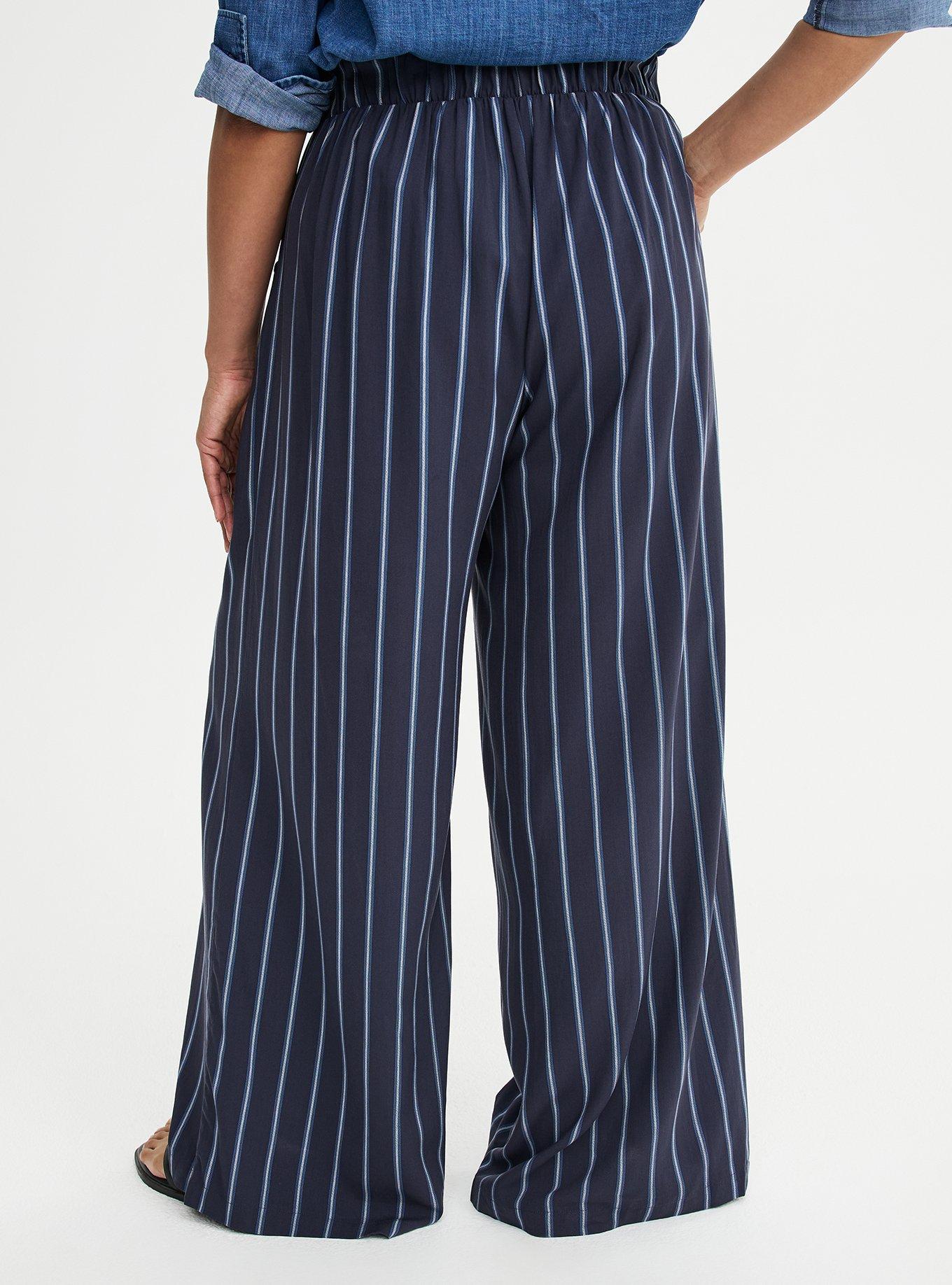 High-Rise Pull-On Challis Wide-Leg Pant, CAMI STRIPE NAVY, alternate