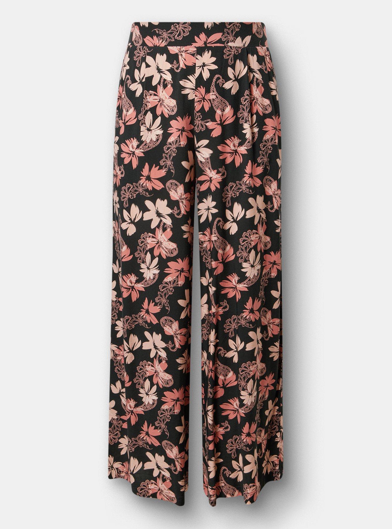 High-Rise Pull-On Challis Wide-Leg Pant, BACKLIGHT PAISLEY FLORAL BLACK, hi-res