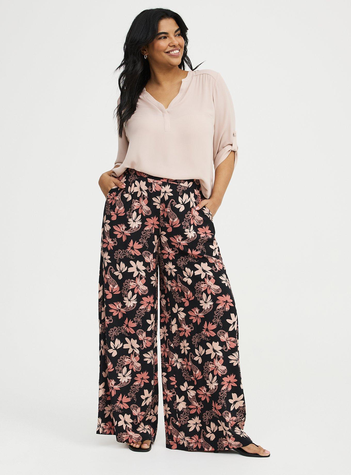 High-Rise Pull-On Challis Wide-Leg Pant, BACKLIGHT PAISLEY FLORAL BLACK, hi-res