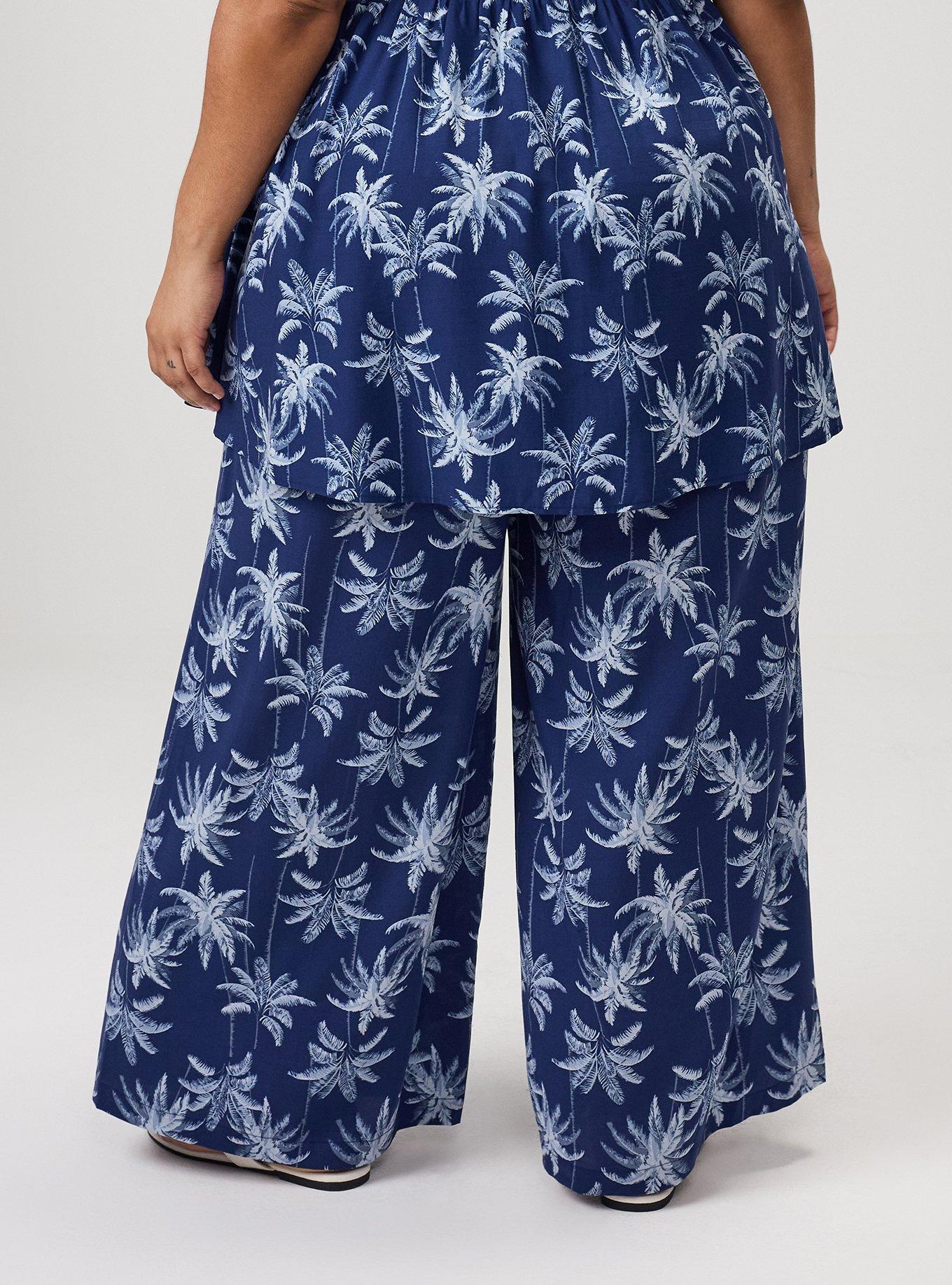 High-Rise Pull-On Wide-Leg Pant, TROPICAL SHADOWS BLUE, alternate