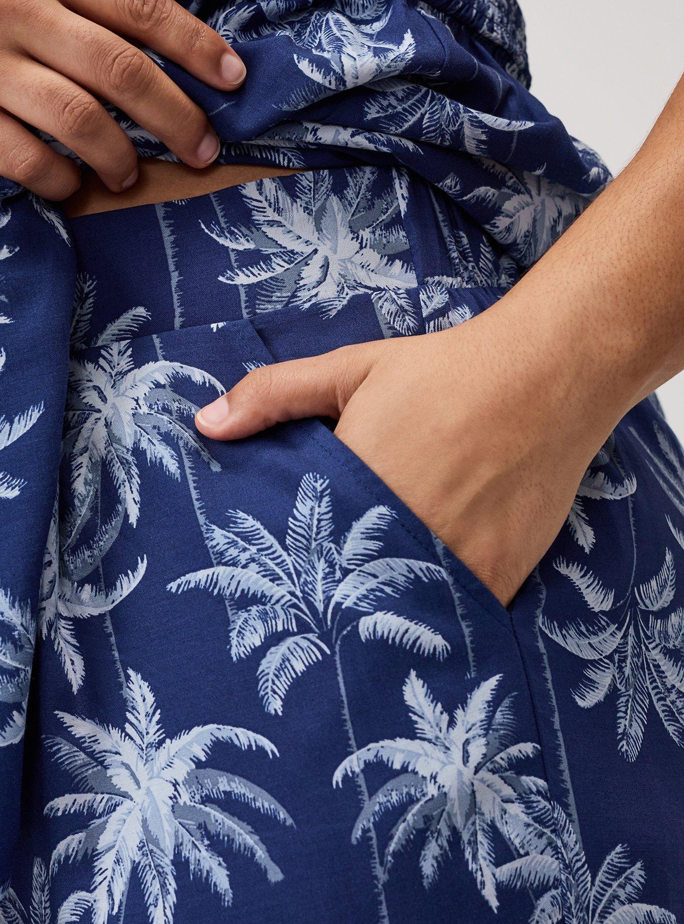 High-Rise Pull-On Wide-Leg Pant, TROPICAL SHADOWS BLUE, alternate