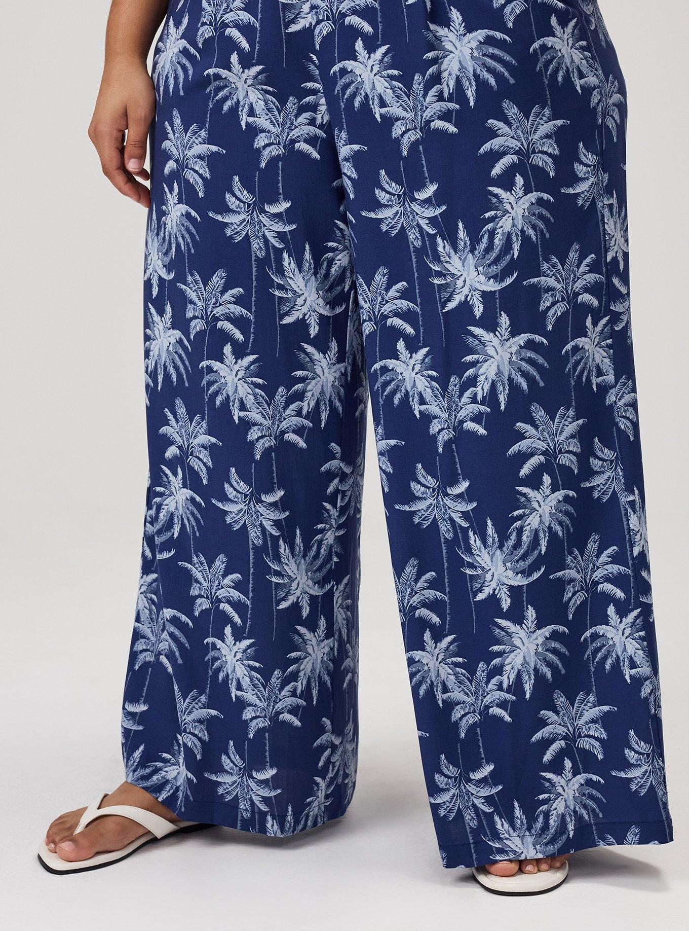 High-Rise Pull-On Wide-Leg Pant, TROPICAL SHADOWS BLUE, alternate