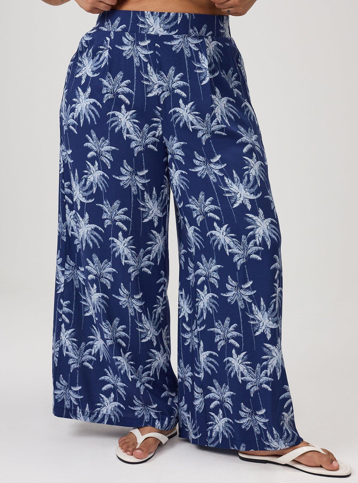 High-Rise Pull-On Wide-Leg Pant, TROPICAL SHADOWS BLUE, hi-res