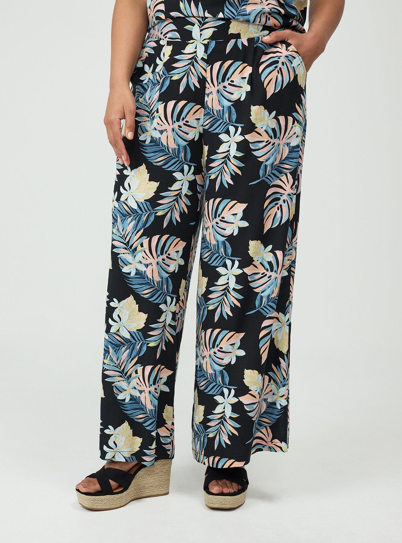 High-Rise Pull-On Wide-Leg Pant, LUSH TROPICAL MULTI, alternate