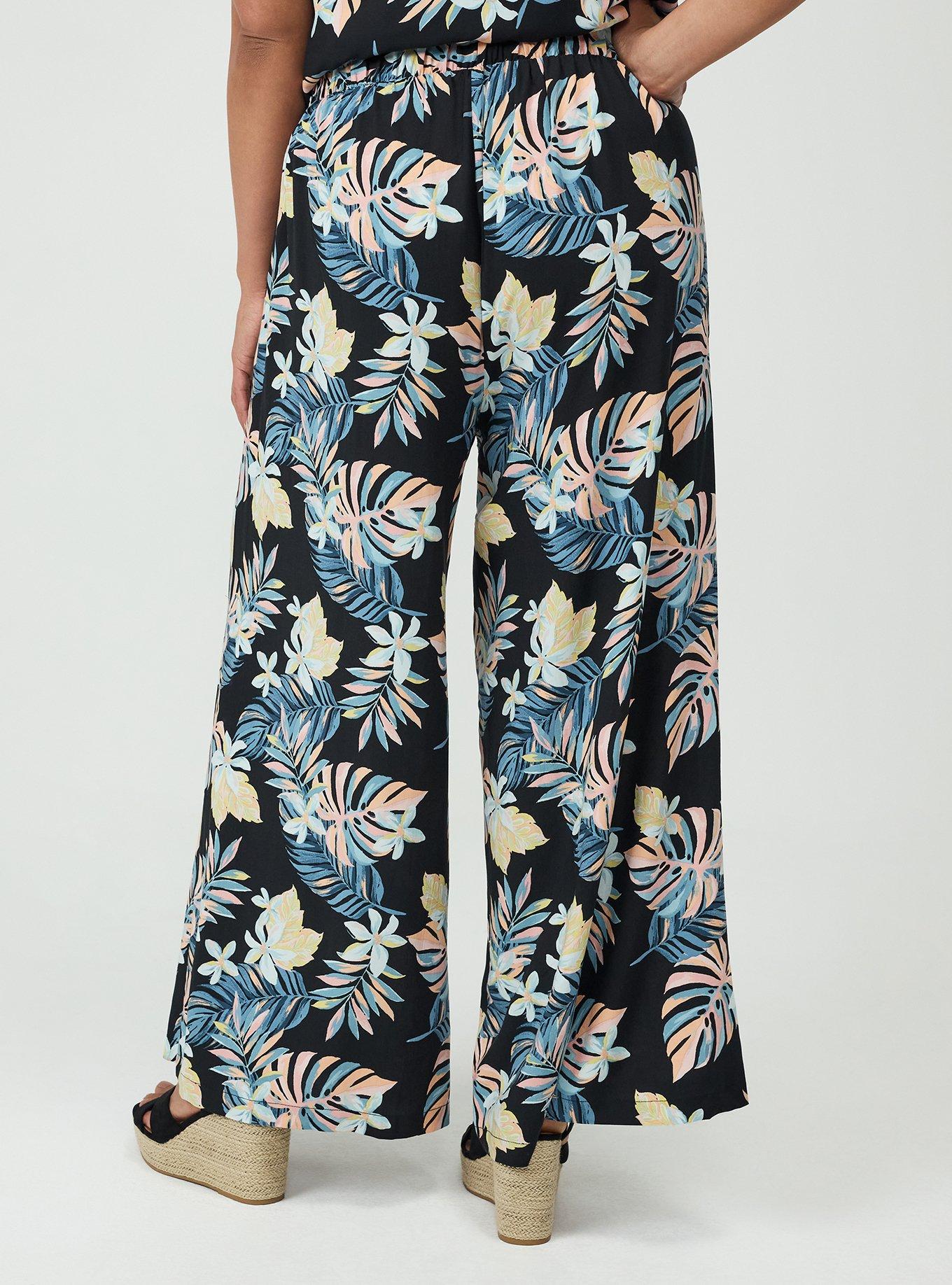 High-Rise Pull-On Wide-Leg Pant, LUSH TROPICAL MULTI, alternate
