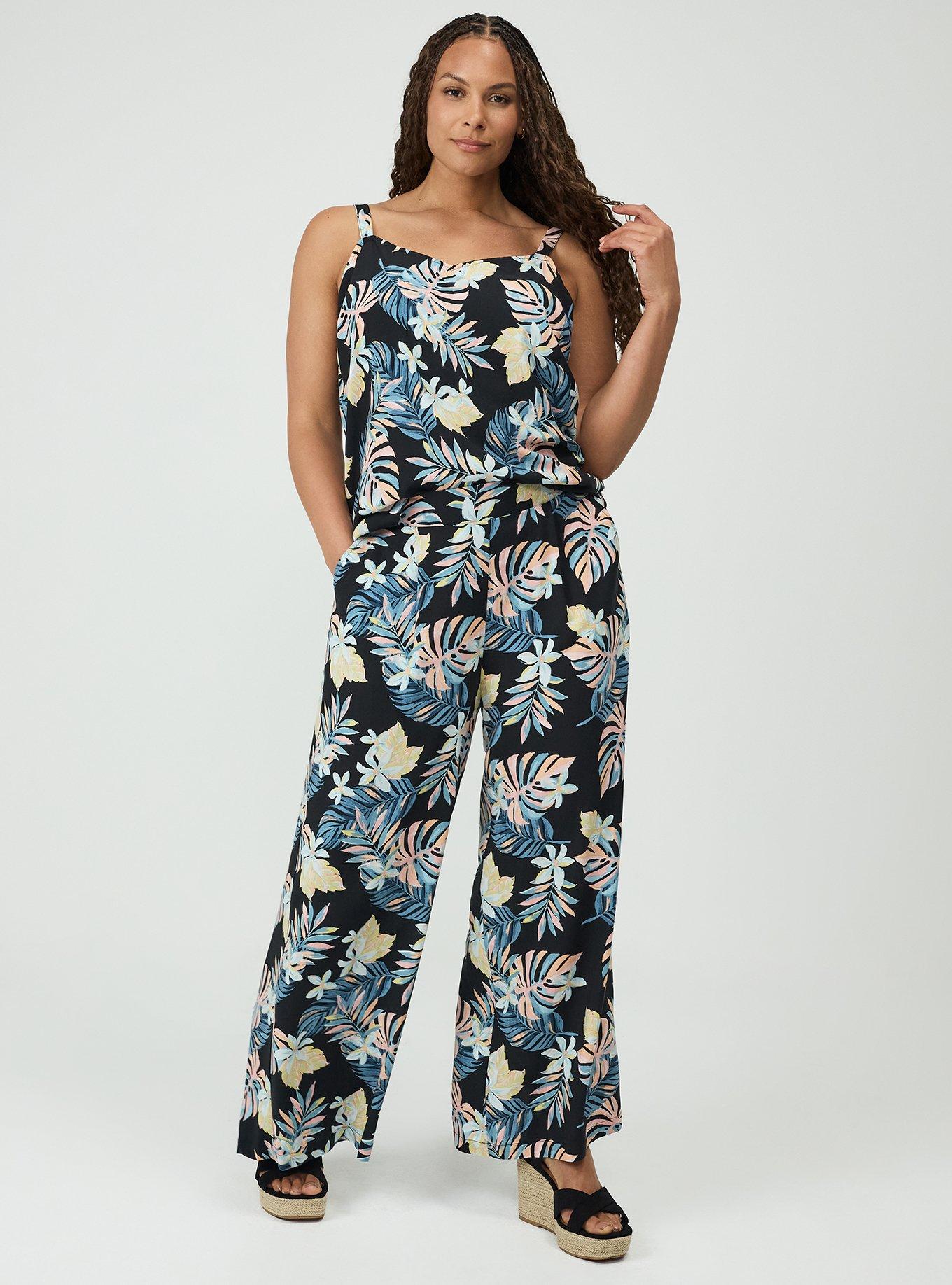 High-Rise Pull-On Wide-Leg Pant, LUSH TROPICAL MULTI, alternate