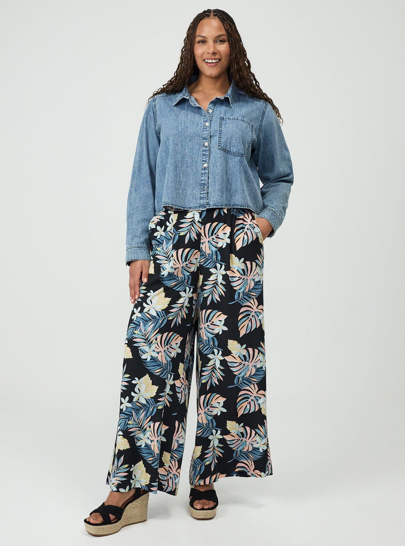 High-Rise Pull-On Wide-Leg Pant, LUSH TROPICAL MULTI, alternate