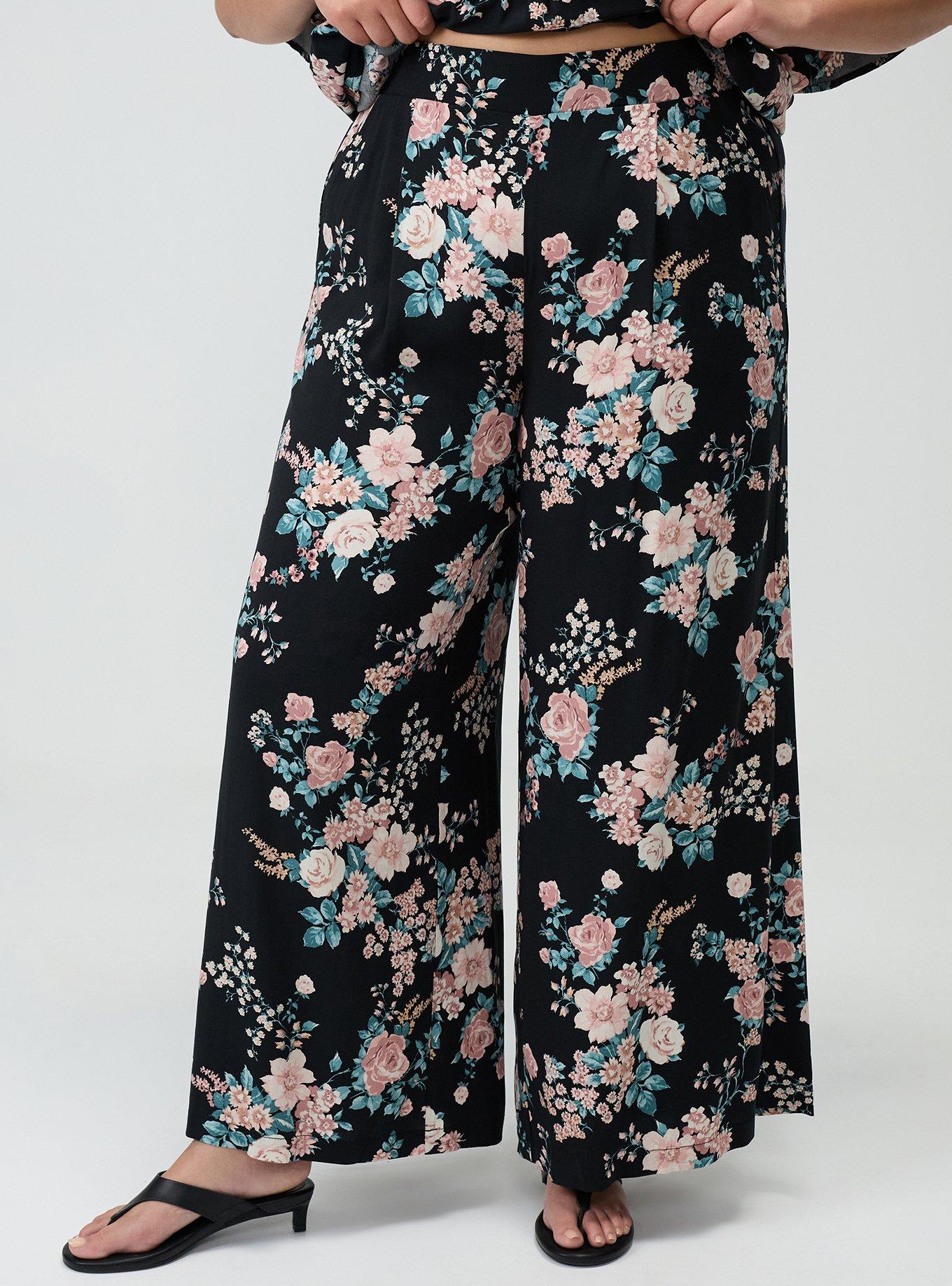 High-Rise Pull-On Wide-Leg Pant, WILD BOUQUET BLACK, alternate