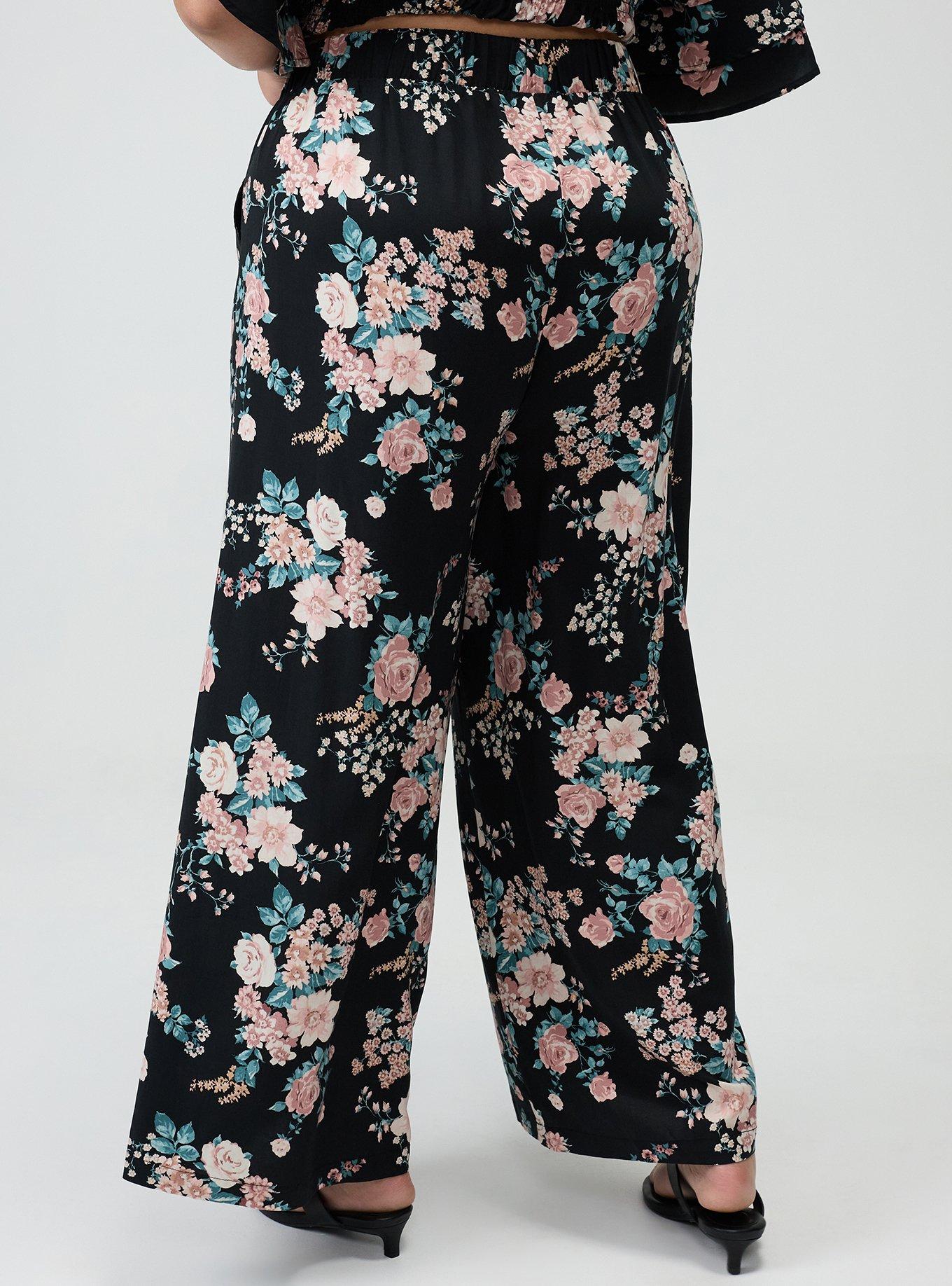 High-Rise Pull-On Wide-Leg Pant, WILD BOUQUET BLACK, alternate
