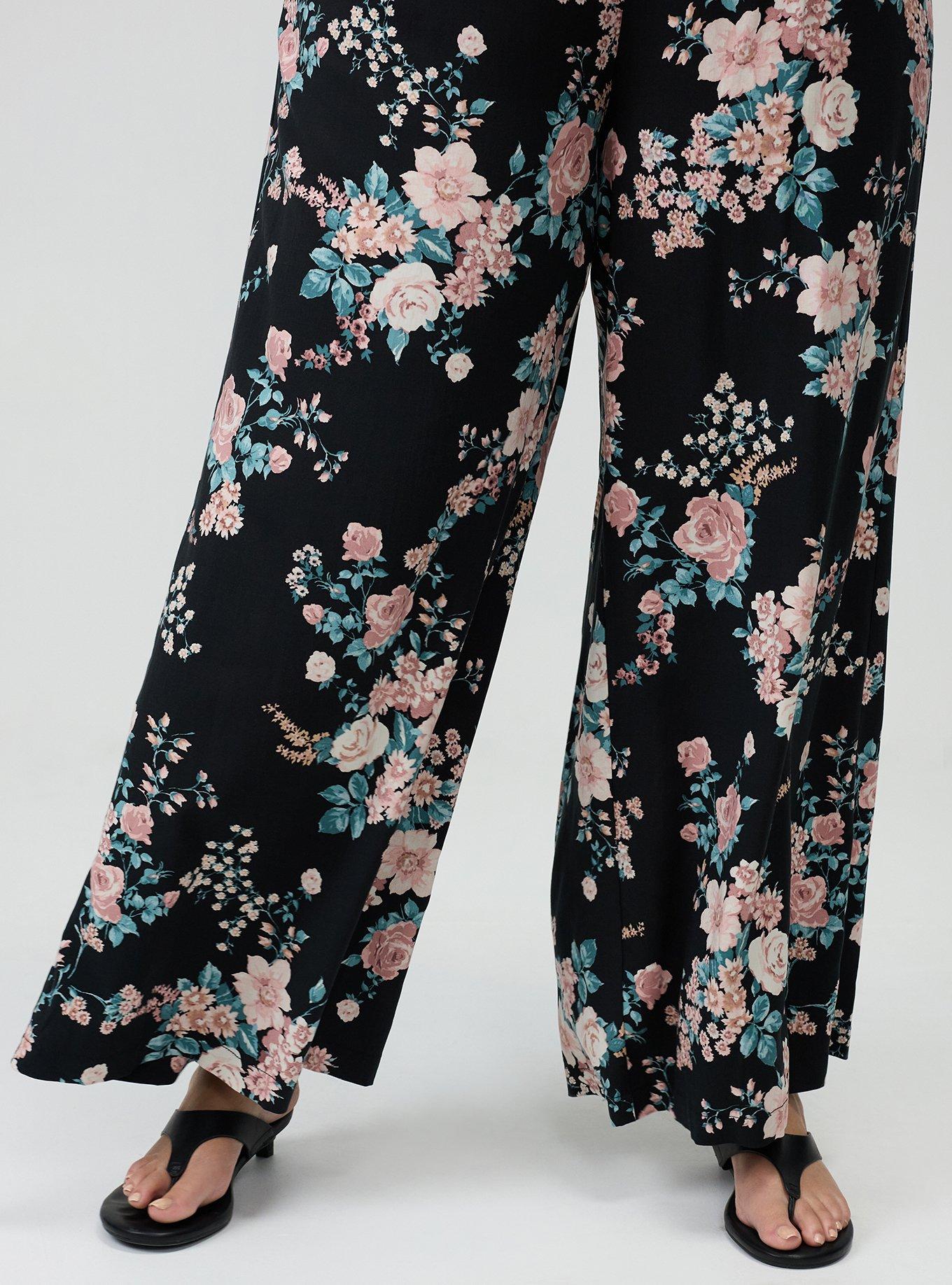High-Rise Pull-On Wide-Leg Pant, WILD BOUQUET BLACK, alternate