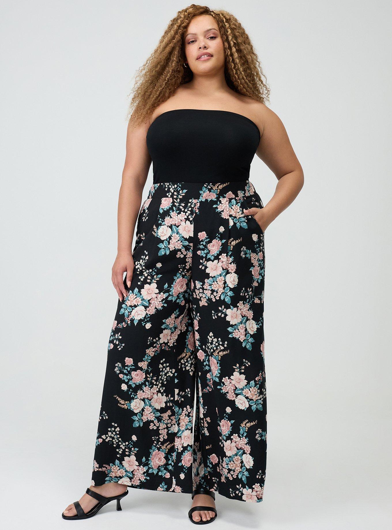 High-Rise Pull-On Wide-Leg Pant, WILD BOUQUET BLACK, alternate