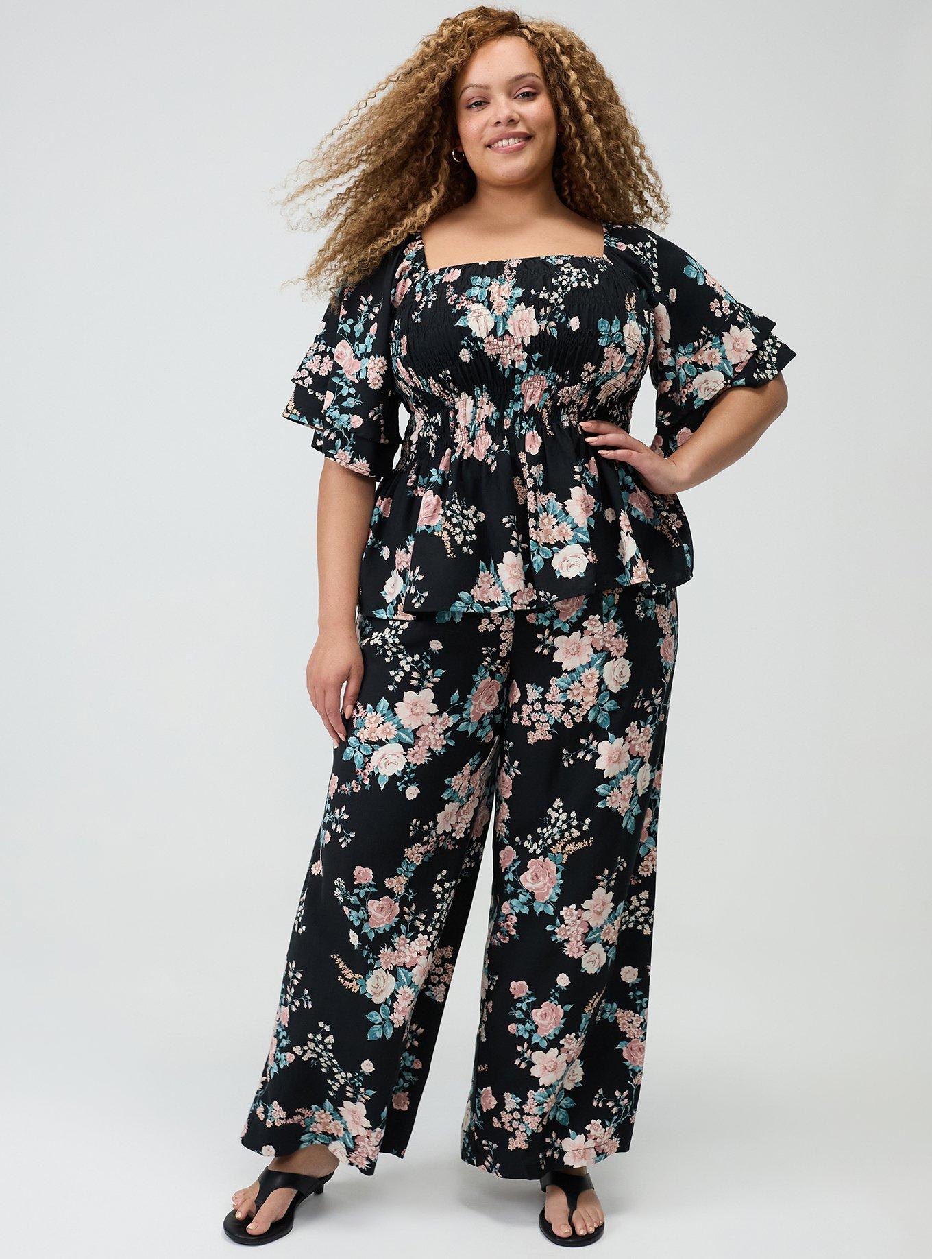 High-Rise Pull-On Wide-Leg Pant, WILD BOUQUET BLACK, hi-res