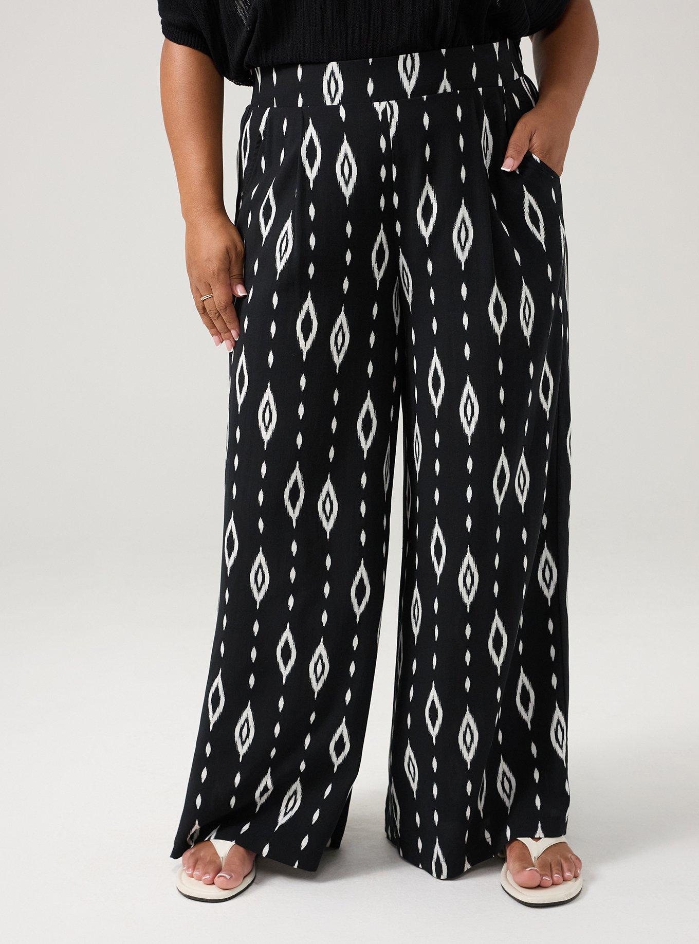 High-Rise Pull-On Challis Wide Leg Pant, DIAMOND CURTAIN BLACK, alternate