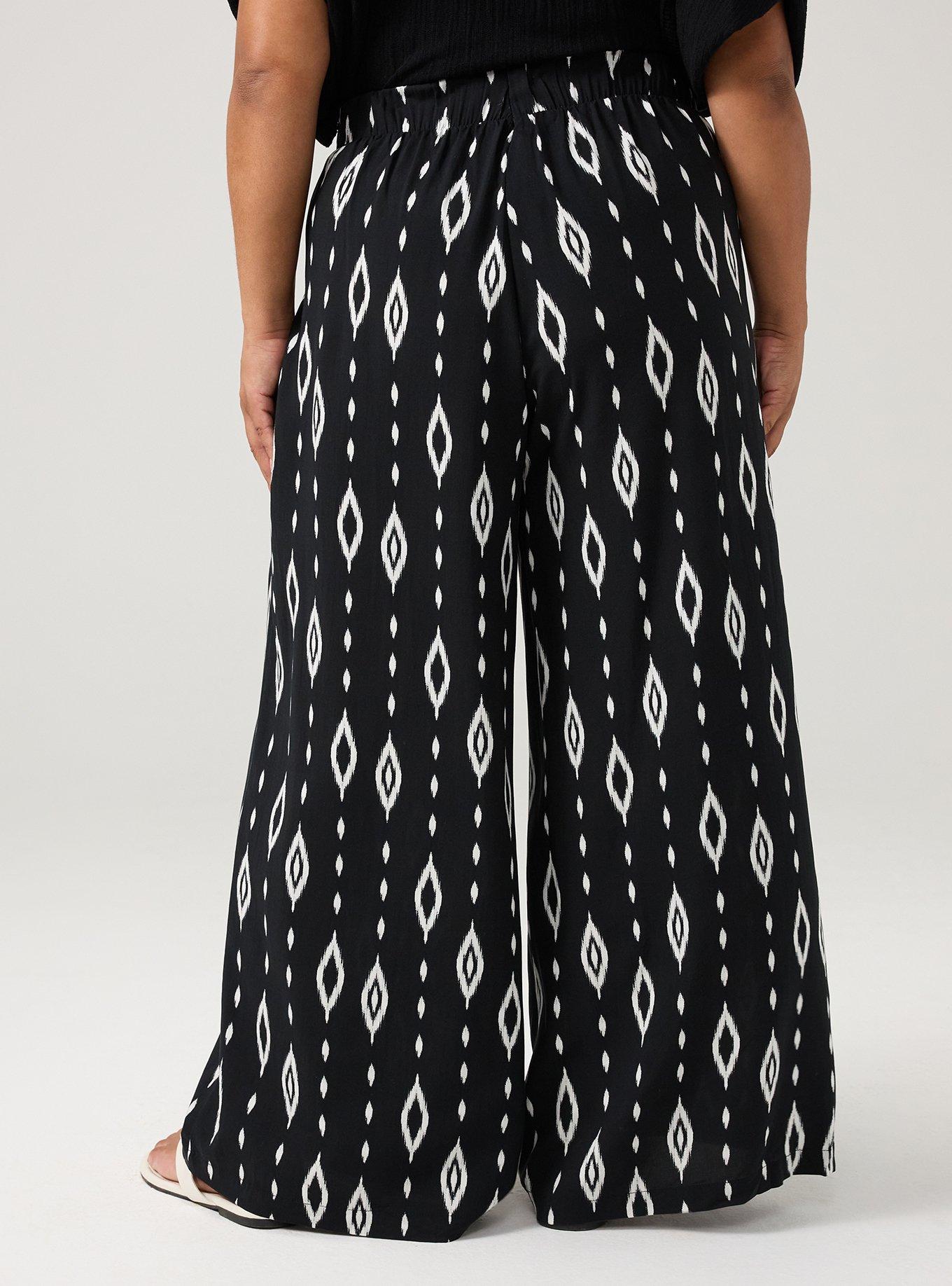 High-Rise Pull-On Challis Wide Leg Pant, DIAMOND CURTAIN BLACK, alternate