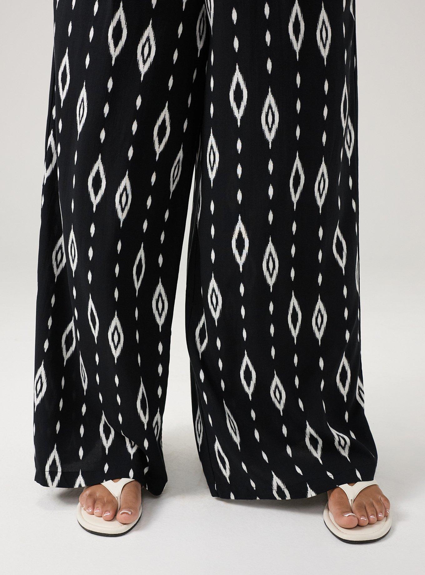 High-Rise Pull-On Challis Wide Leg Pant, DIAMOND CURTAIN BLACK, alternate