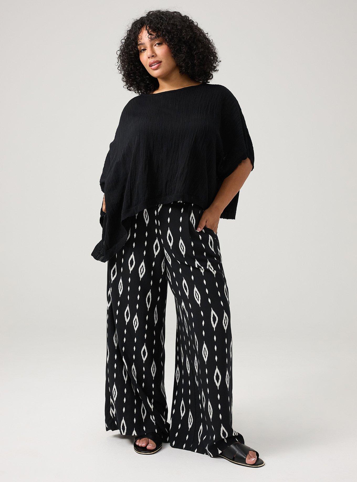 High-Rise Pull-On Challis Wide Leg Pant, DIAMOND CURTAIN BLACK, alternate