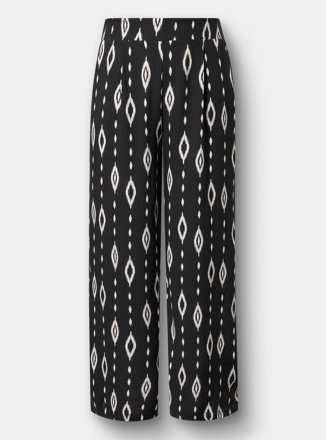 High-Rise Pull-On Challis Wide Leg Pant, DIAMOND CURTAIN BLACK, flat