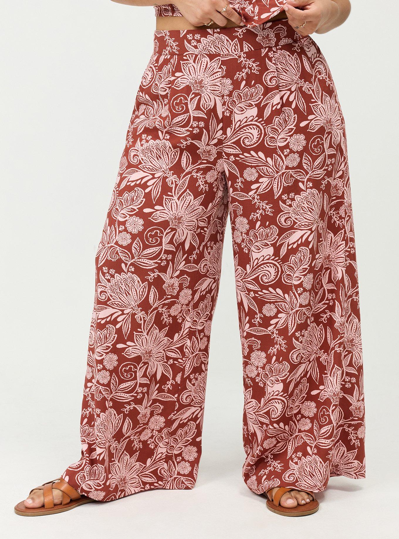 High-Rise Pull-On Challis Wide Leg Pant, SHANA FLORAL BRICK, alternate