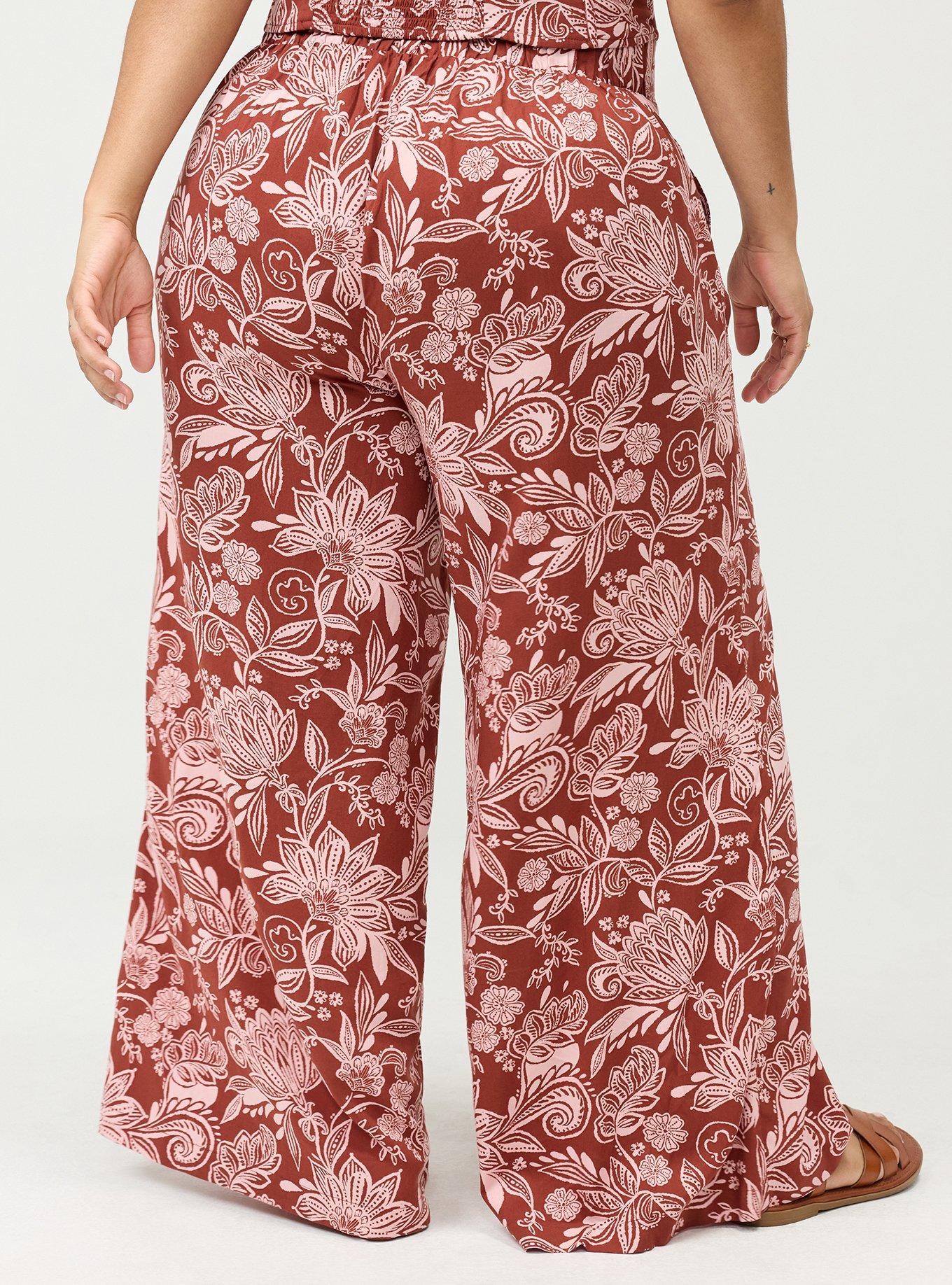 High-Rise Pull-On Challis Wide Leg Pant, SHANA FLORAL BRICK, alternate