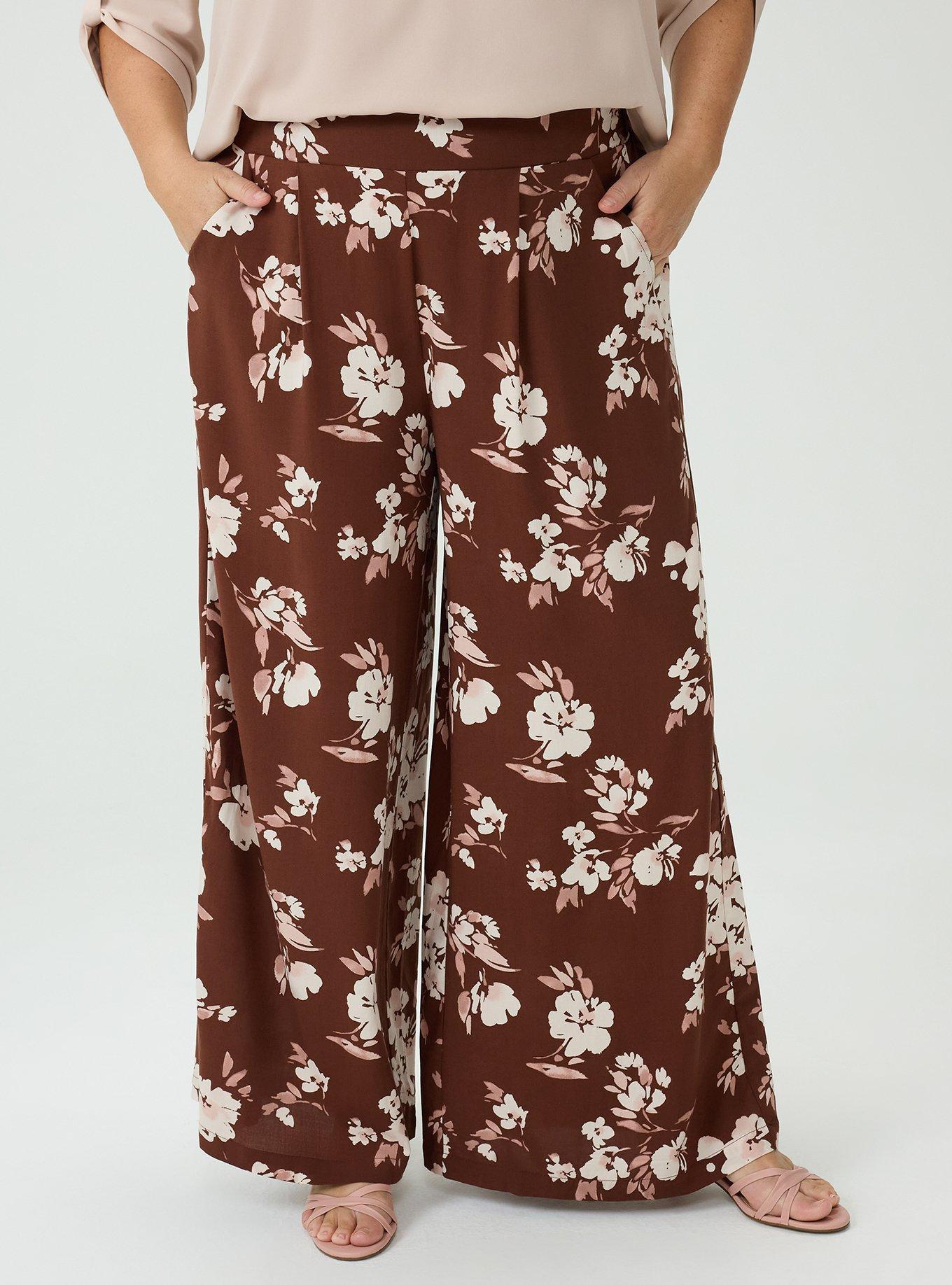 High-Rise Pull-On Wide-Leg Pant, BECKS FLORAL BROWN, alternate