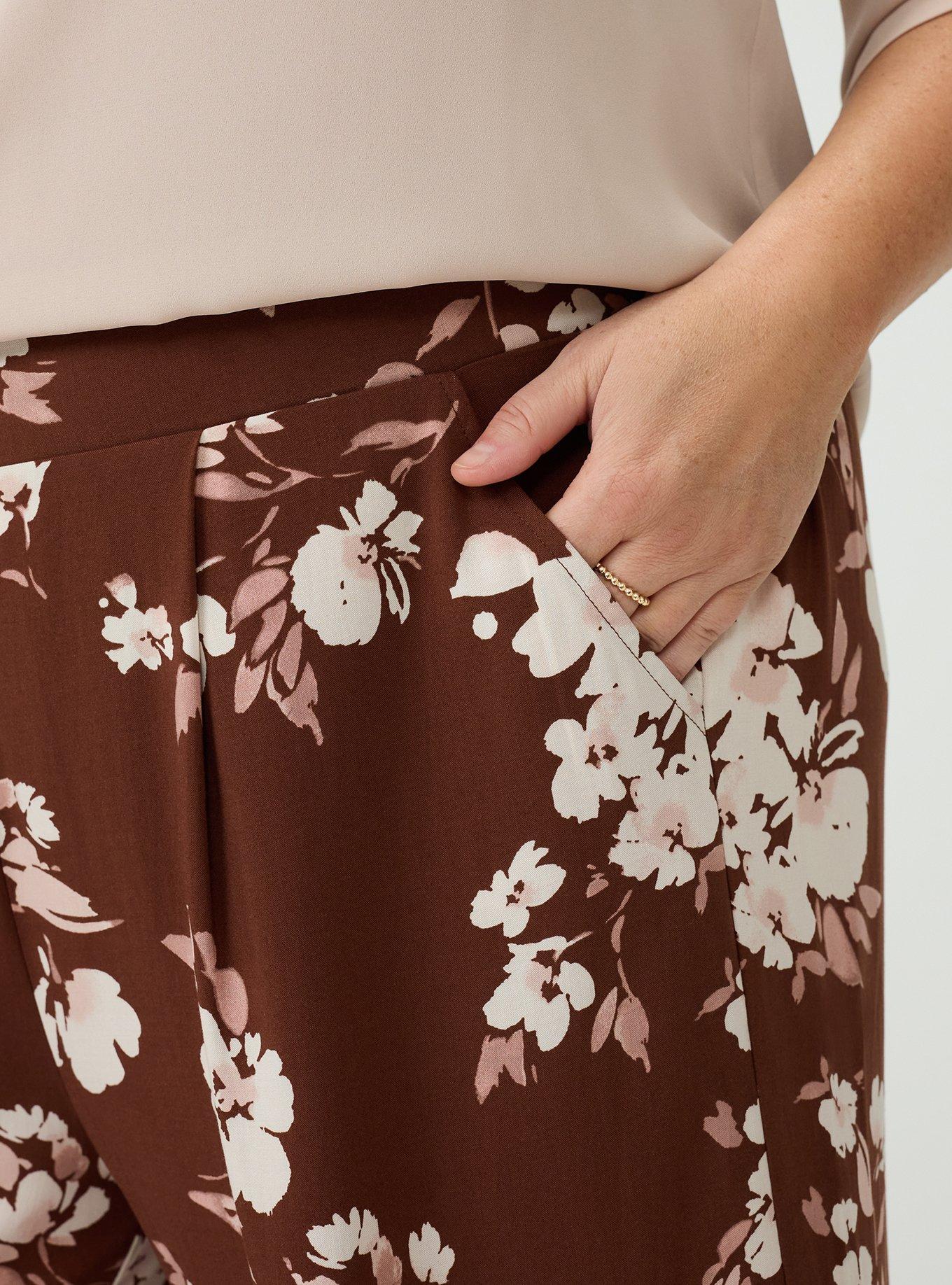 High-Rise Pull-On Wide-Leg Pant, BECKS FLORAL BROWN, alternate