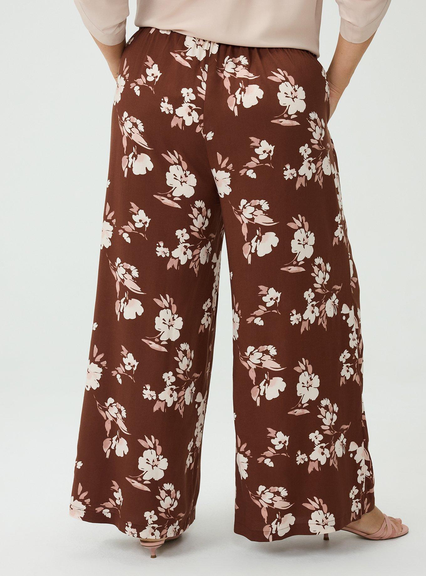 High-Rise Pull-On Wide-Leg Pant, BECKS FLORAL BROWN, alternate