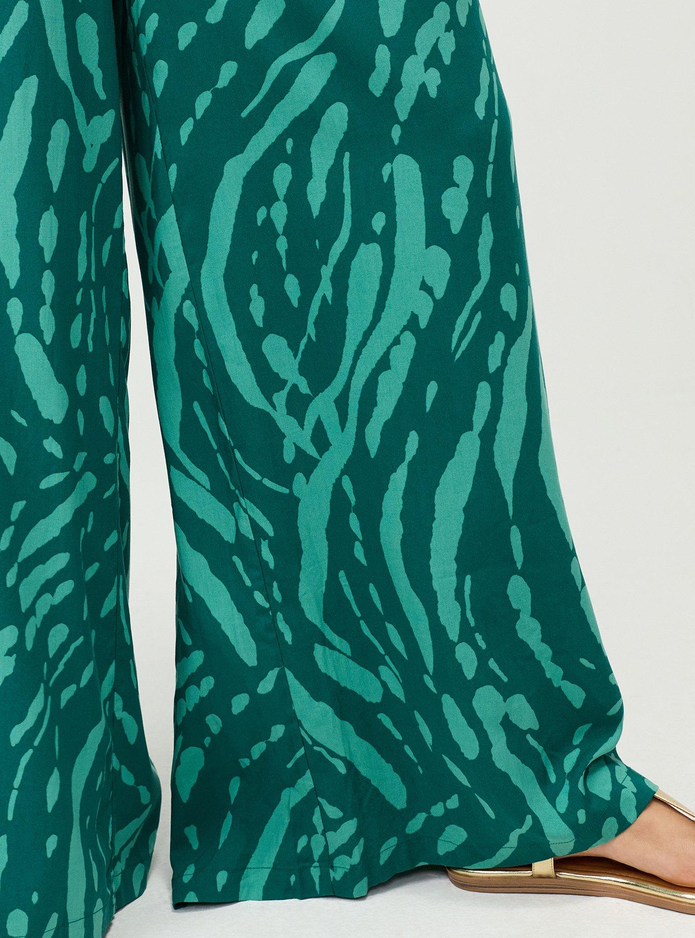 High-Rise Pull-On Challis Wide Leg Pant, ABSTRACT SPLATTER GREEN, alternate