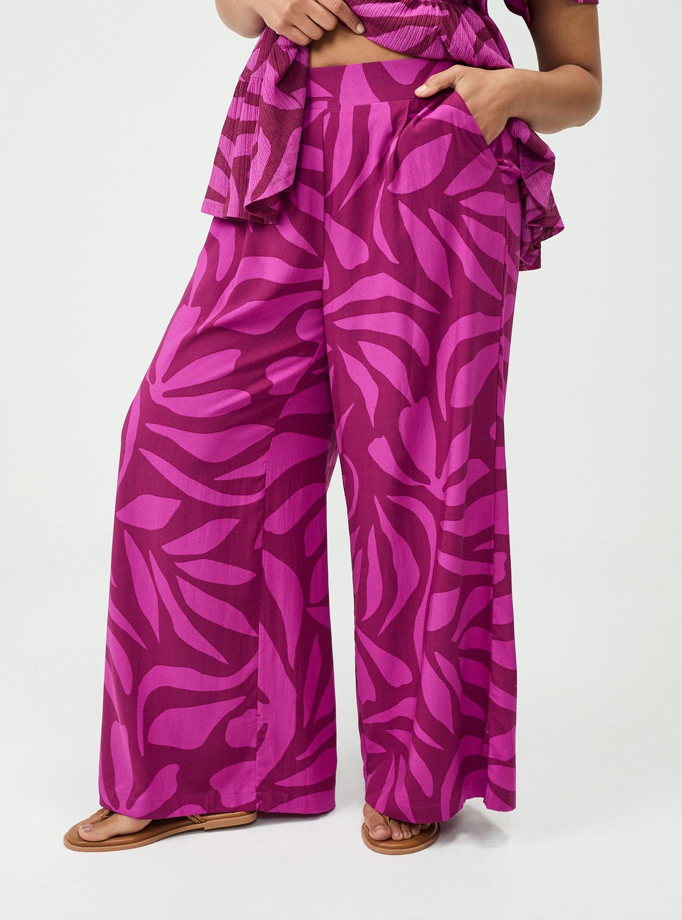 High-Rise Pull-On Wide-Leg Pant, JOLLY GEO PURPLE, alternate