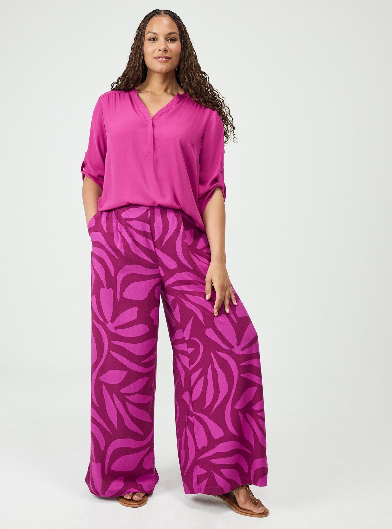 High-Rise Pull-On Wide-Leg Pant, JOLLY GEO PURPLE, alternate
