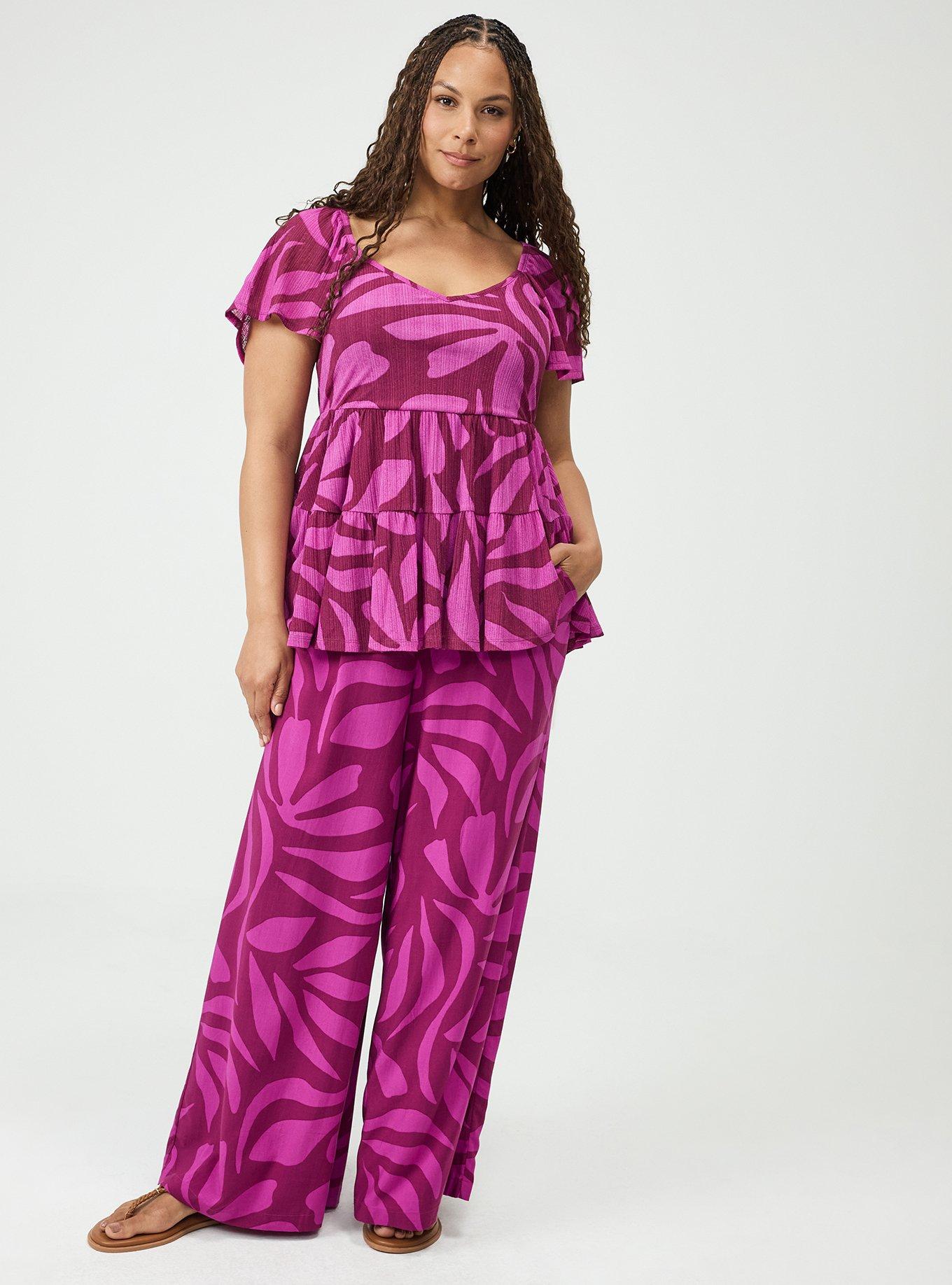 High-Rise Pull-On Wide-Leg Pant, JOLLY GEO PURPLE, hi-res