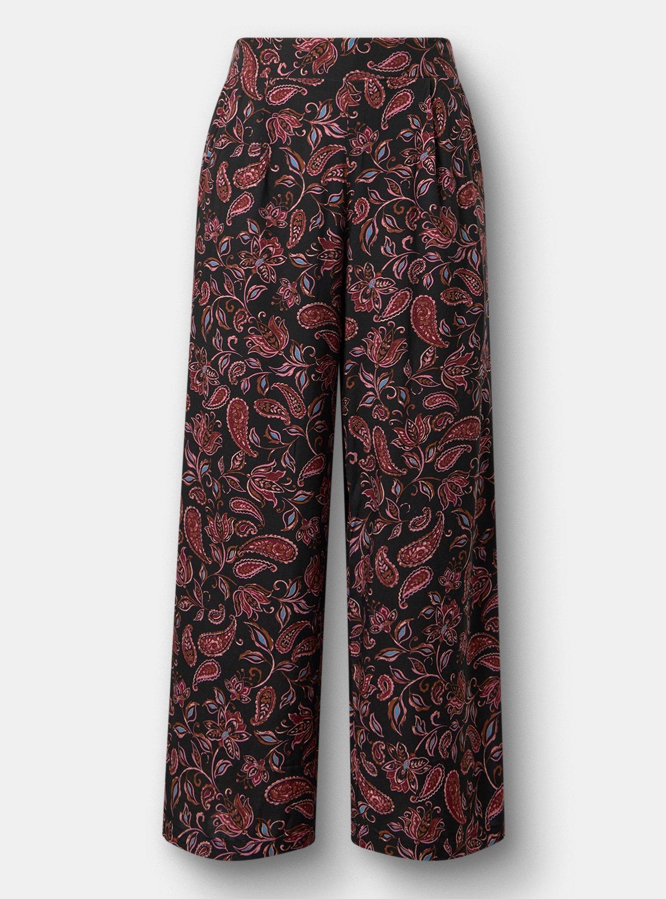 High-Rise Pull-On Wide-Leg Pant, YAYA PAISLEY MULTI, flat