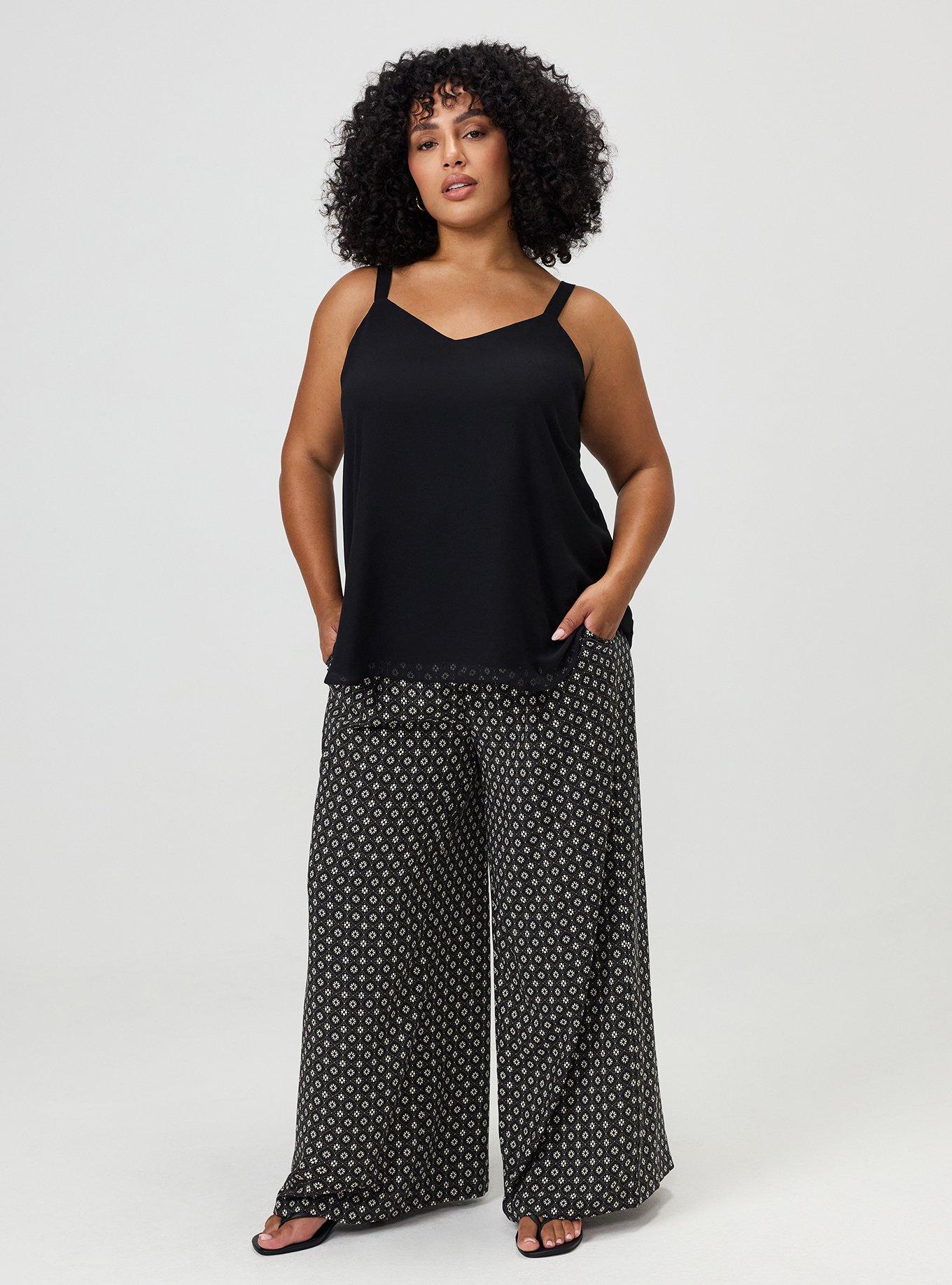 High-Rise Pull-On Wide-Leg Pant, DAISY MEDALLION BLACK, alternate