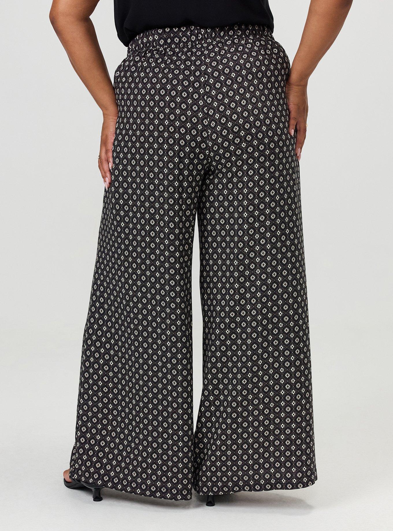 High-Rise Pull-On Wide-Leg Pant, DAISY MEDALLION BLACK, alternate