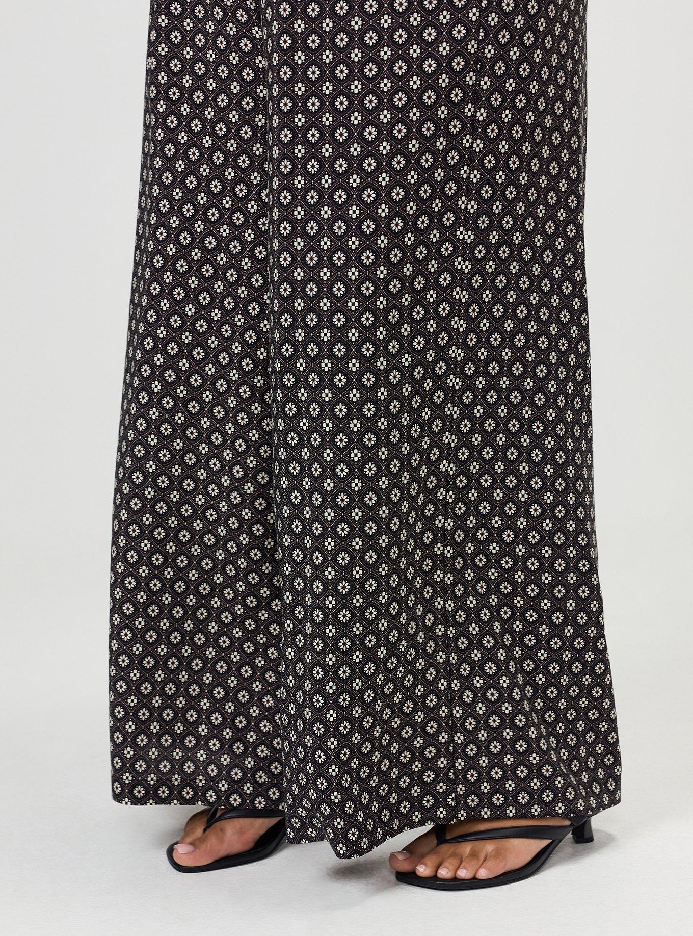 High-Rise Pull-On Wide-Leg Pant, DAISY MEDALLION BLACK, alternate