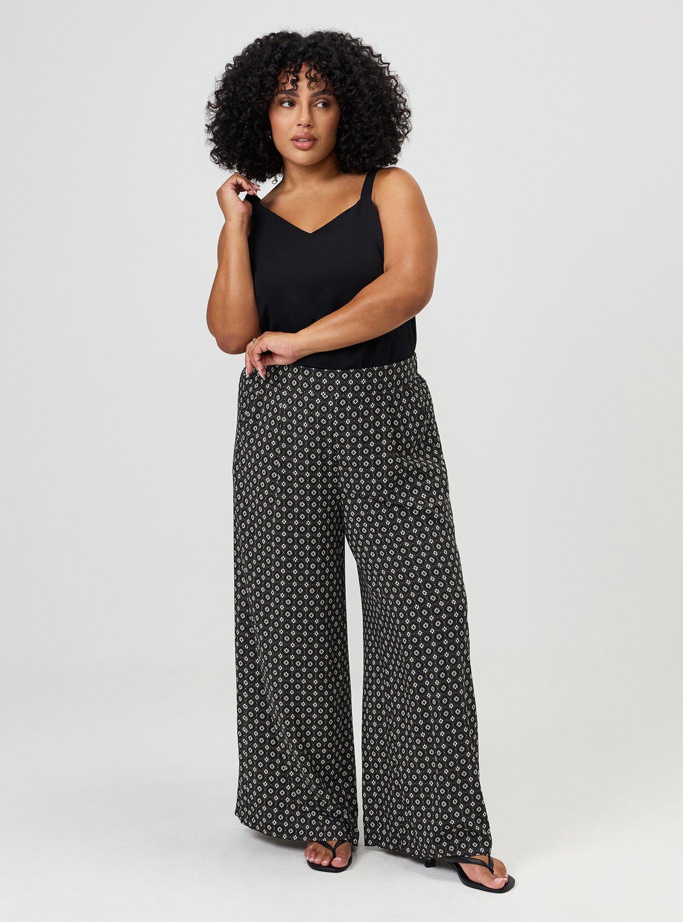 High-Rise Pull-On Wide-Leg Pant, DAISY MEDALLION BLACK, hi-res